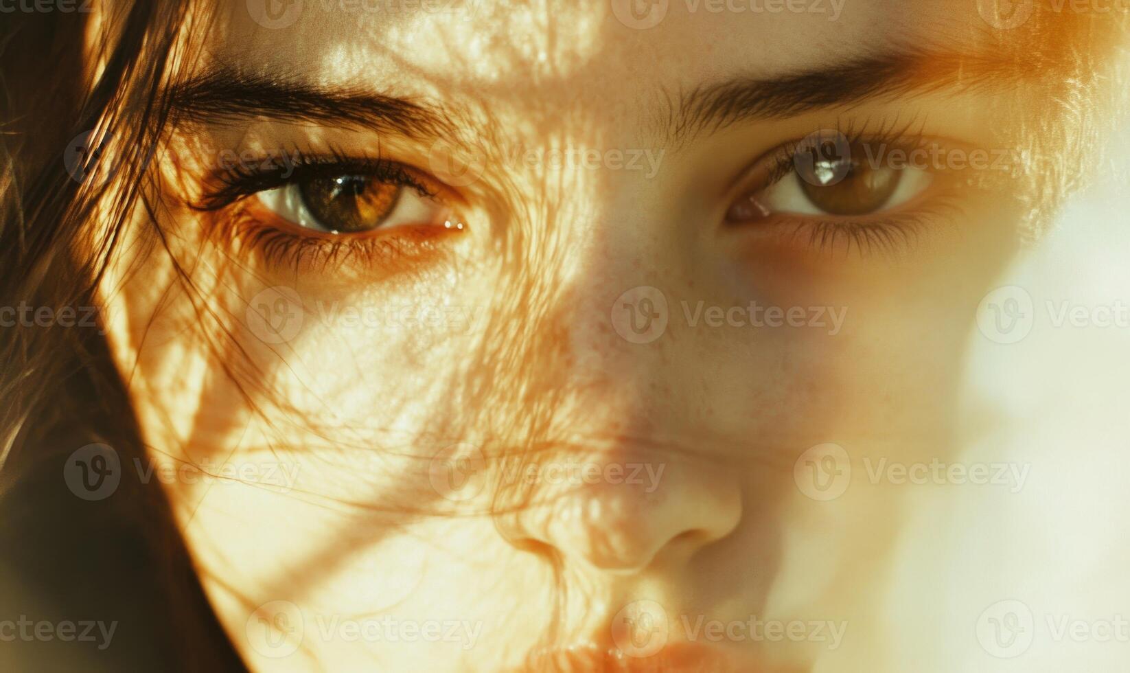 A woman with brown eyes and brown hair photo