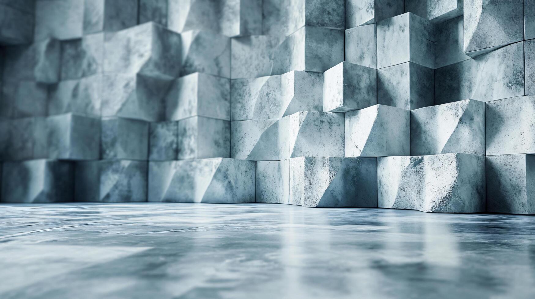A large wall of gray blocks with a large empty space in the middle photo