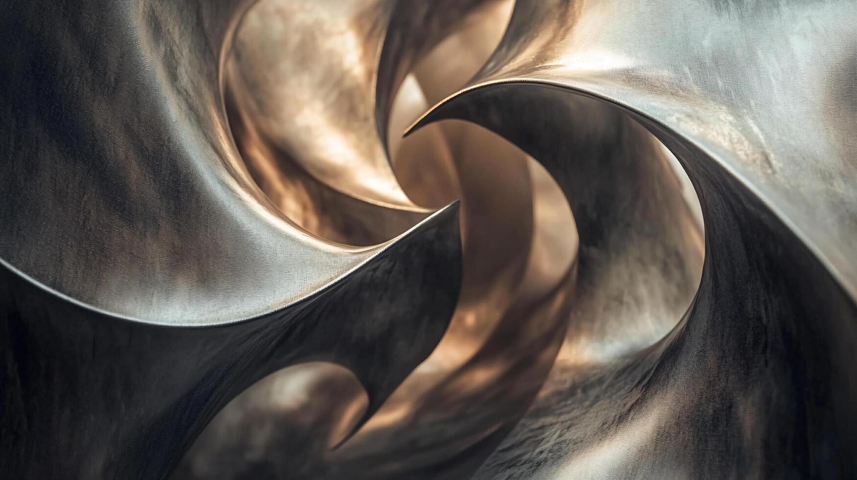 A silver sculpture with a curved shape photo