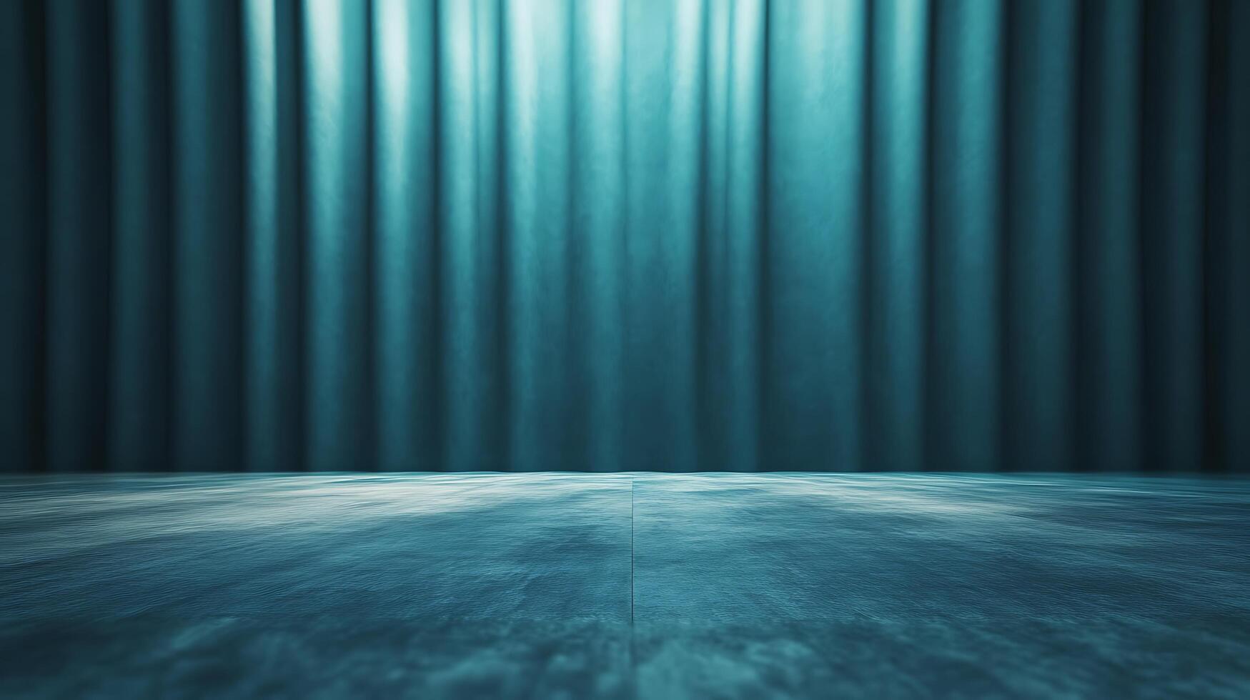 A monochromatic aquamarine space with textured walls and floor. The light shining from above gives a sense of depth. photo