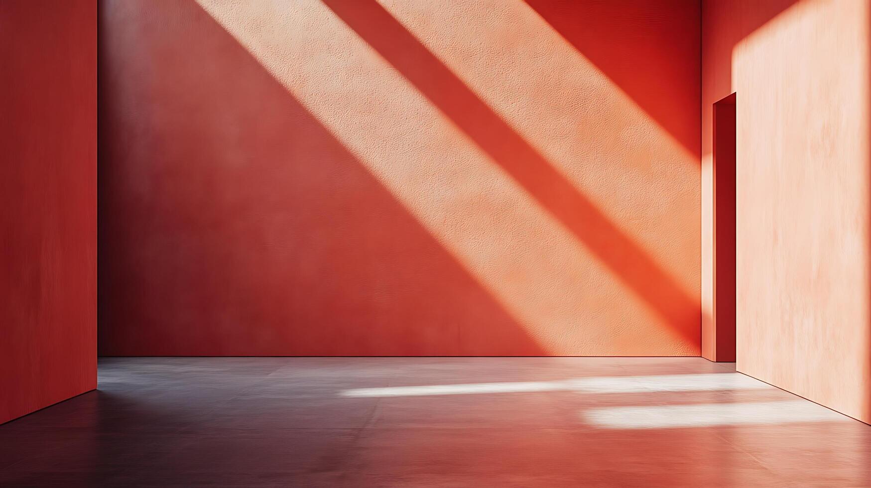 Light and shadow play on the textured wall, showcasing the subtle details of the interior design with the stark contrast between light and dark. photo