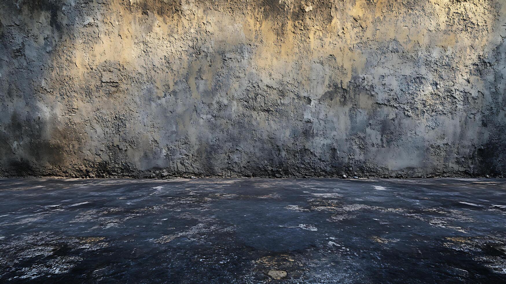 A worn wall and floor create a stark backdrop. Gritty textures and muted tones evoke industrial decay and somber atmosphere. photo