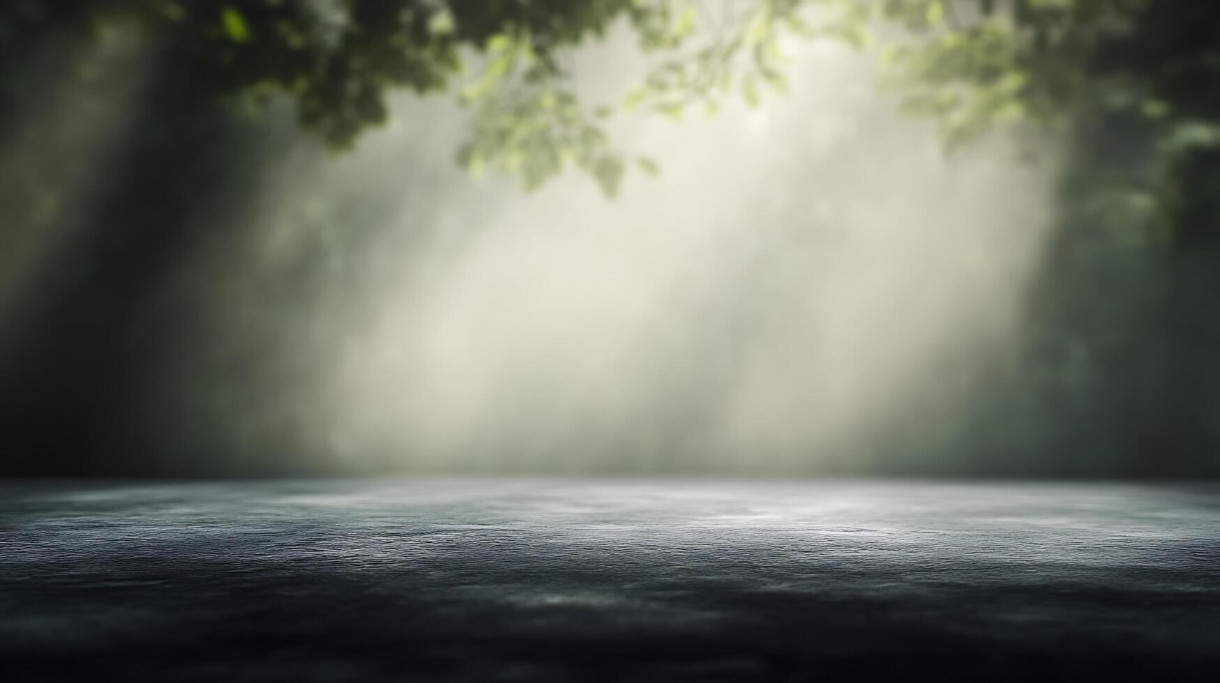 An atmospheric backdrop with soft, diffused sunlight filtering through foliage, casting a serene and ethereal glow across the textured surface. photo