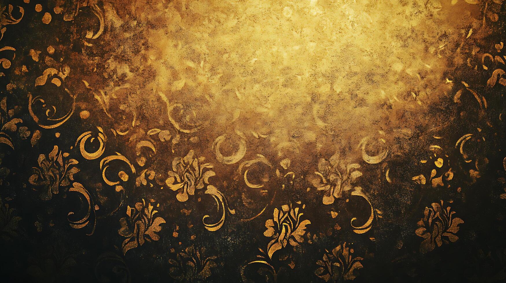 Golden floral patterns on a textured background. A blend of elegance and vintage charm, creating a visually striking and sophisticated image. photo