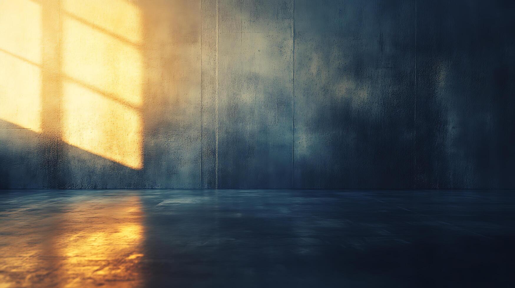 Sunlight casting shadows in an empty room creates depth and ambiance, highlighting the interplay of light and texture in this evocative space. photo