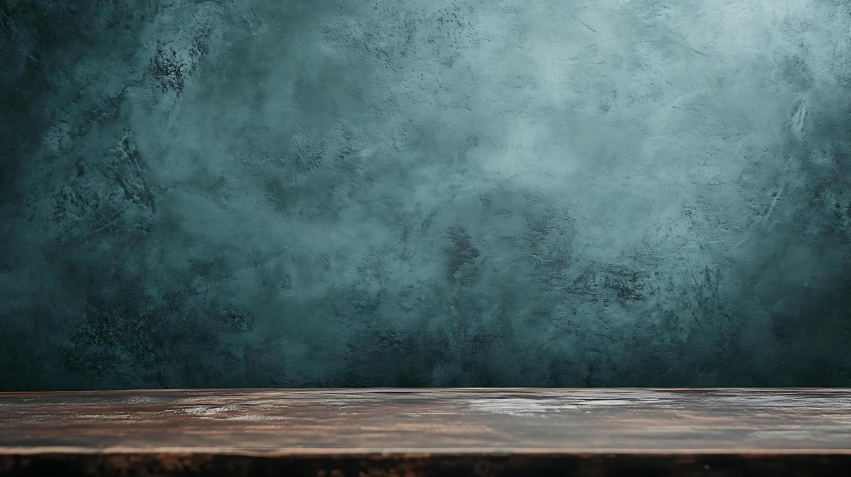 A textured backdrop featuring a dark teal, almost stormy-like pattern, complemented by a rustic wooden surface in the foreground. photo