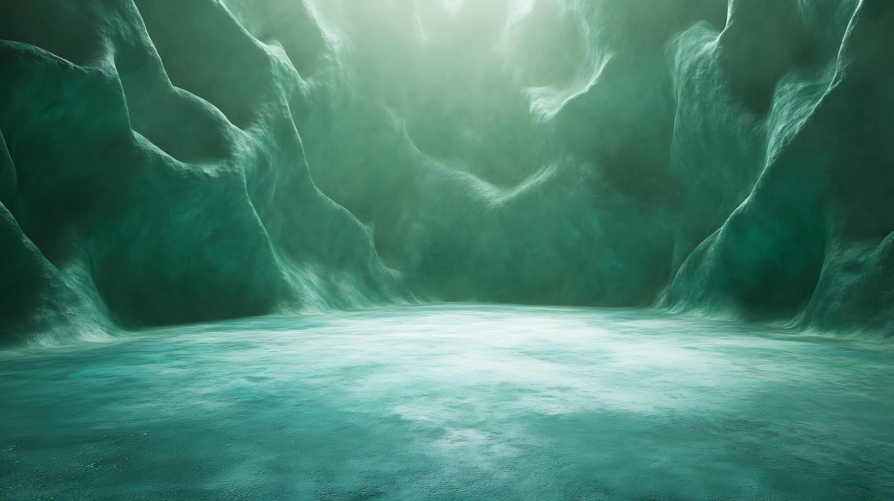 Icy cavern scene illuminated by soft light showcases abstract textures, suggesting a mysterious, frozen landscape or fantasy world interior. photo