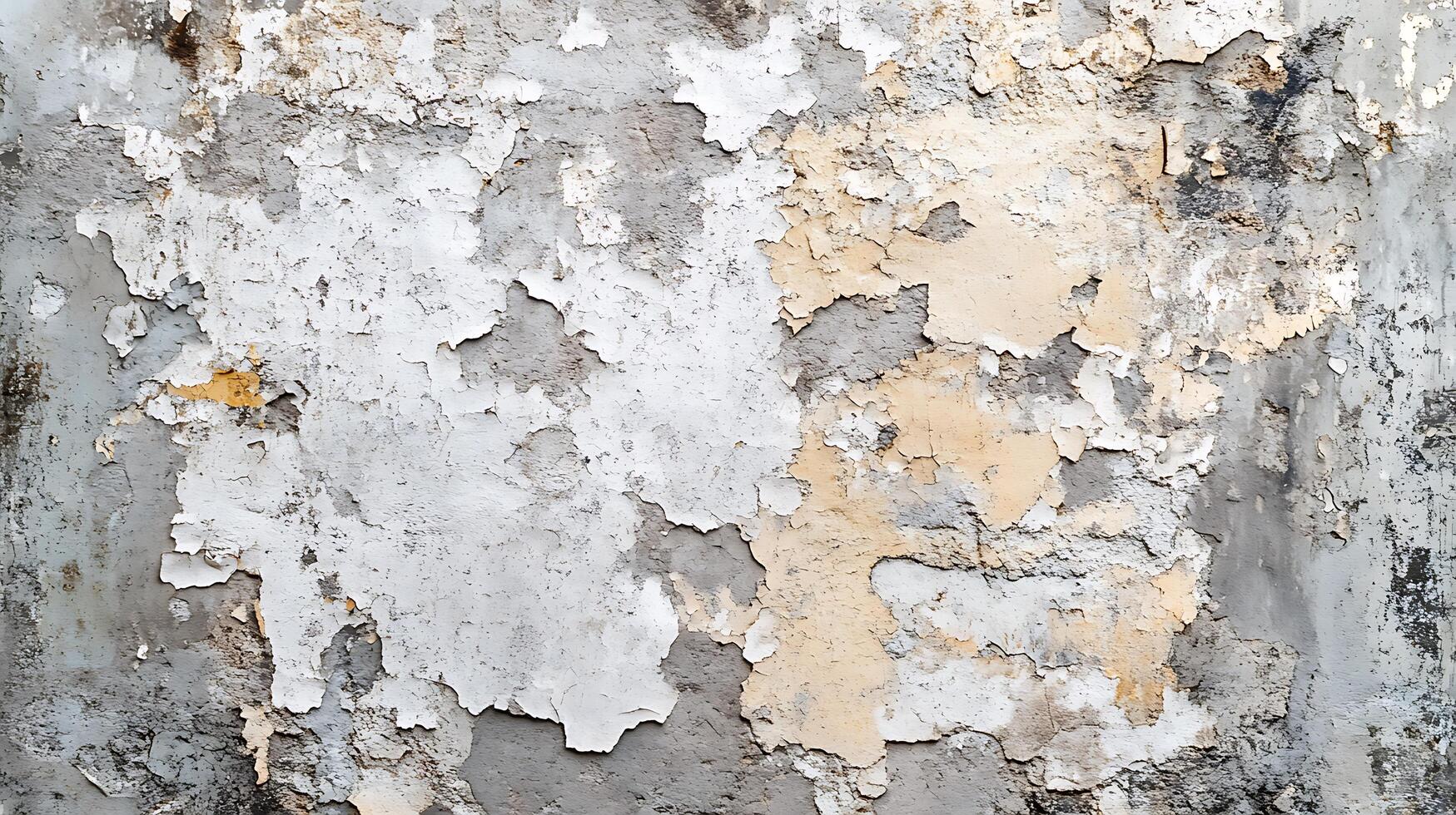 Distressed wall with peeling paint layers showing a history of colors and textures. Ideal for backgrounds and urban decay themed compositions. photo