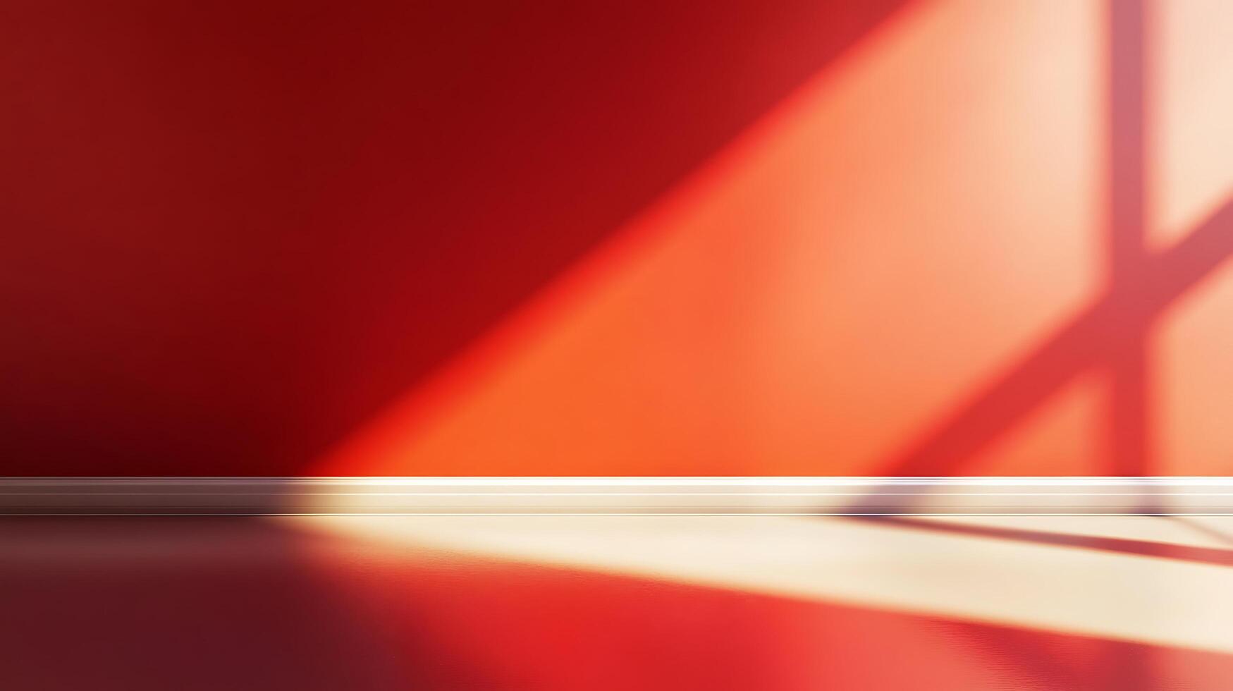 Sunlight and shadow play across a warm toned wall, creating an inviting and abstract composition. Clean lines and vibrant colors. photo