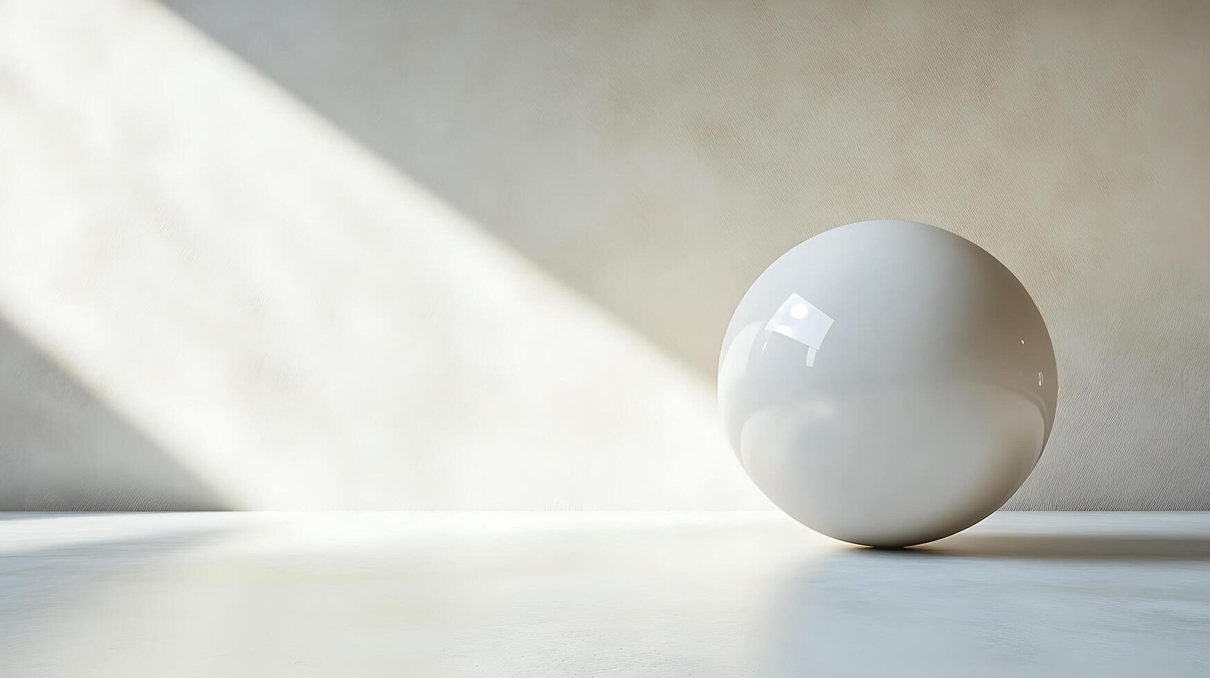 Minimalist still life featuring a white sphere bathed in soft, natural light against a neutral backdrop, creating a serene and modern aesthetic. photo