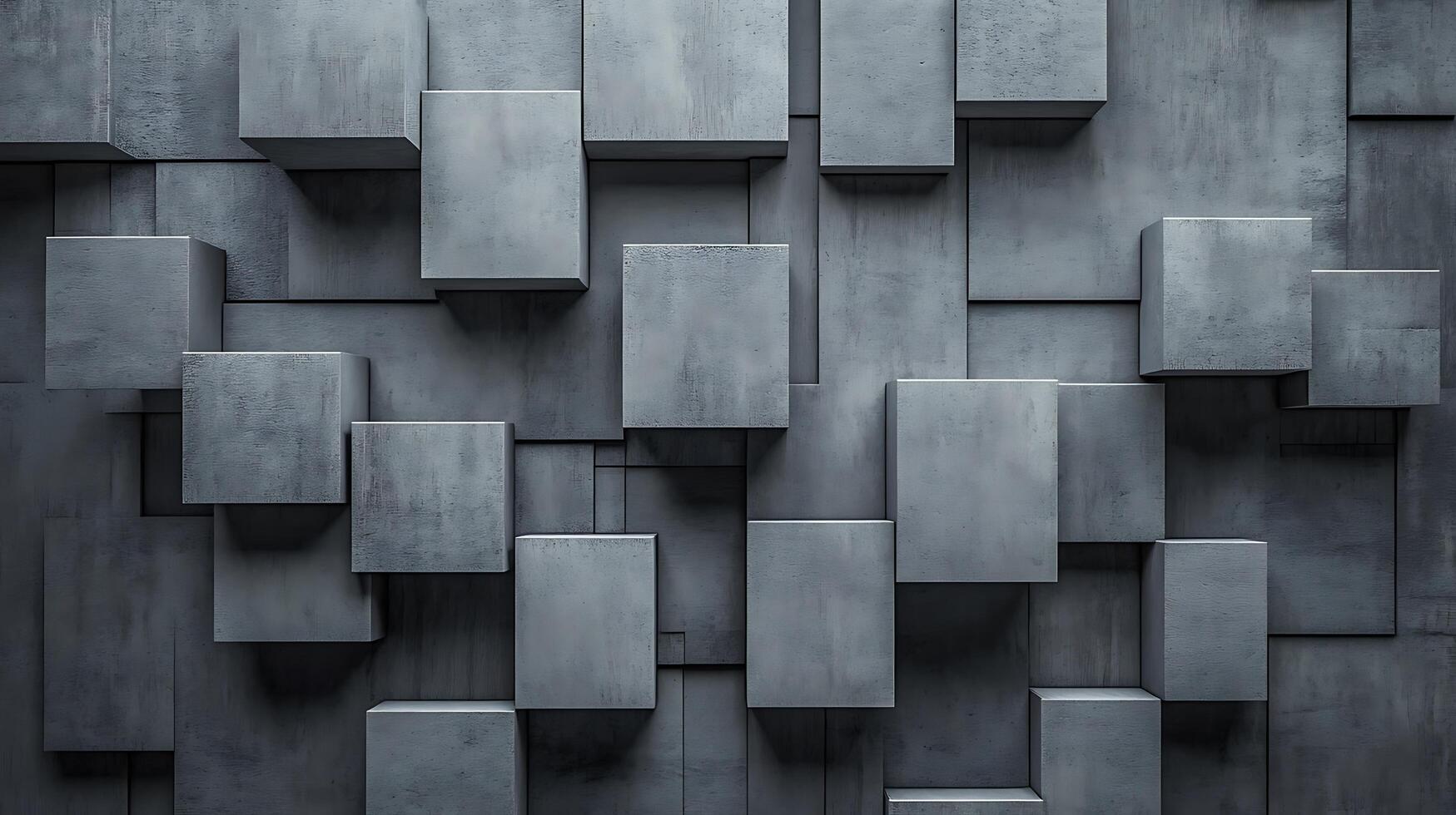 Architectural abstraction with a series of cuboid blocks of light gray concrete, creating geometric relief and depth. Modern texture. photo