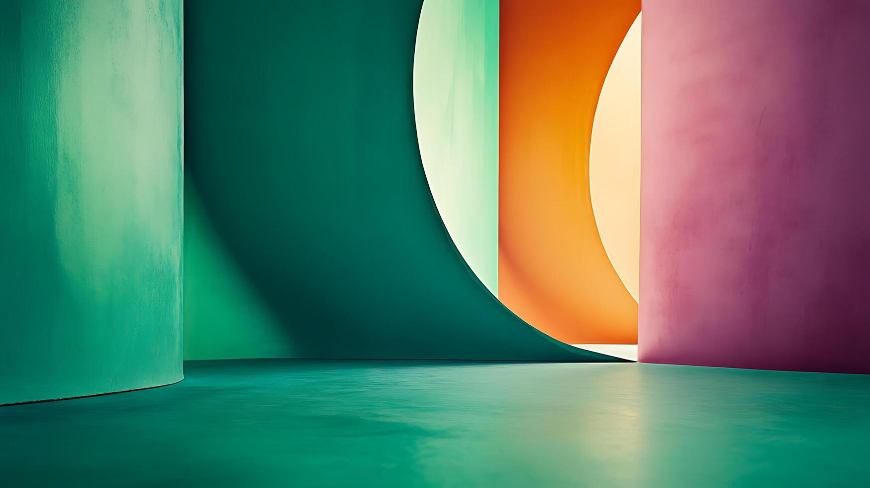 Colorful minimalist architecture creates a vibrant and modern aesthetic. Clean lines and abstract forms define the visual space. photo