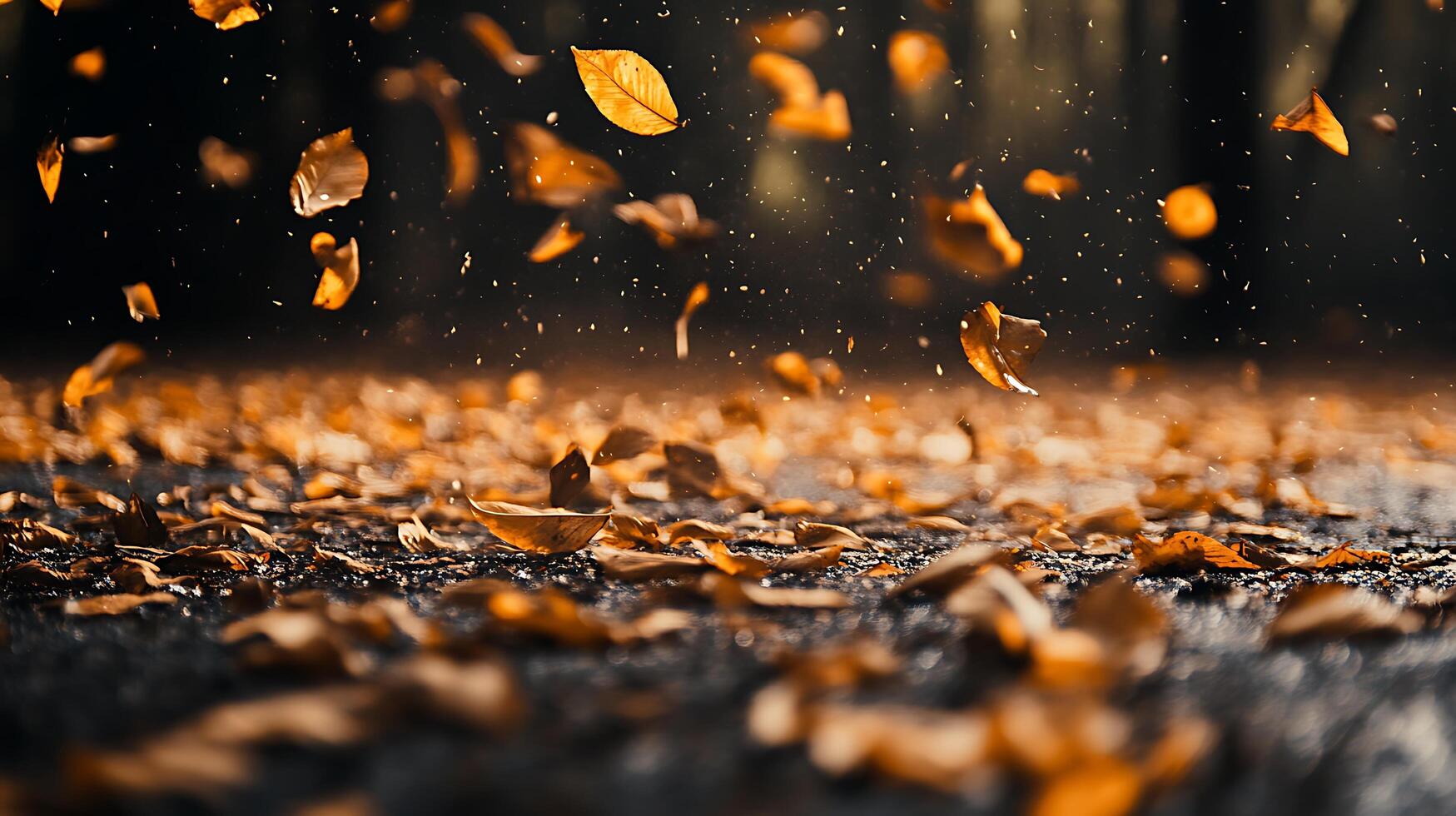 Autumn leaves falling gently, creating a colorful scene. The leaves add a touch of beauty to the season. photo