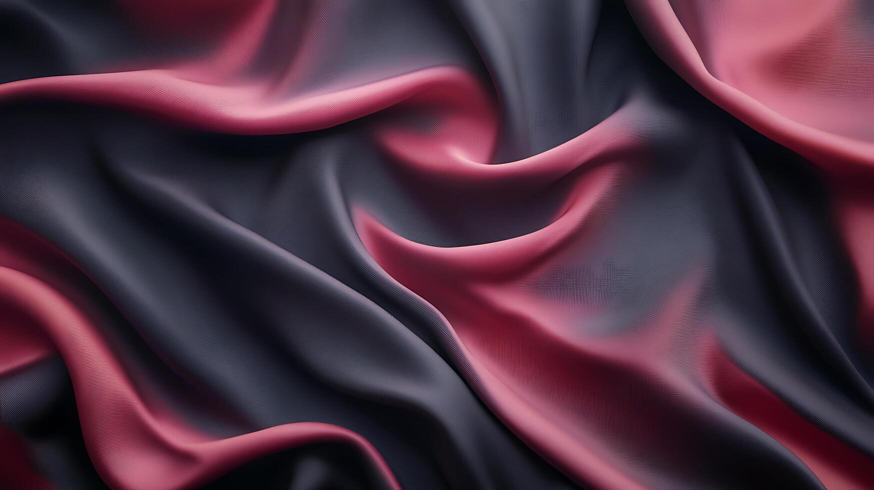 Woven fabric in deep charcoal gray and mauve pink tones drapes in elegant, flowing folds. Texture and color interplay create visual richness. photo