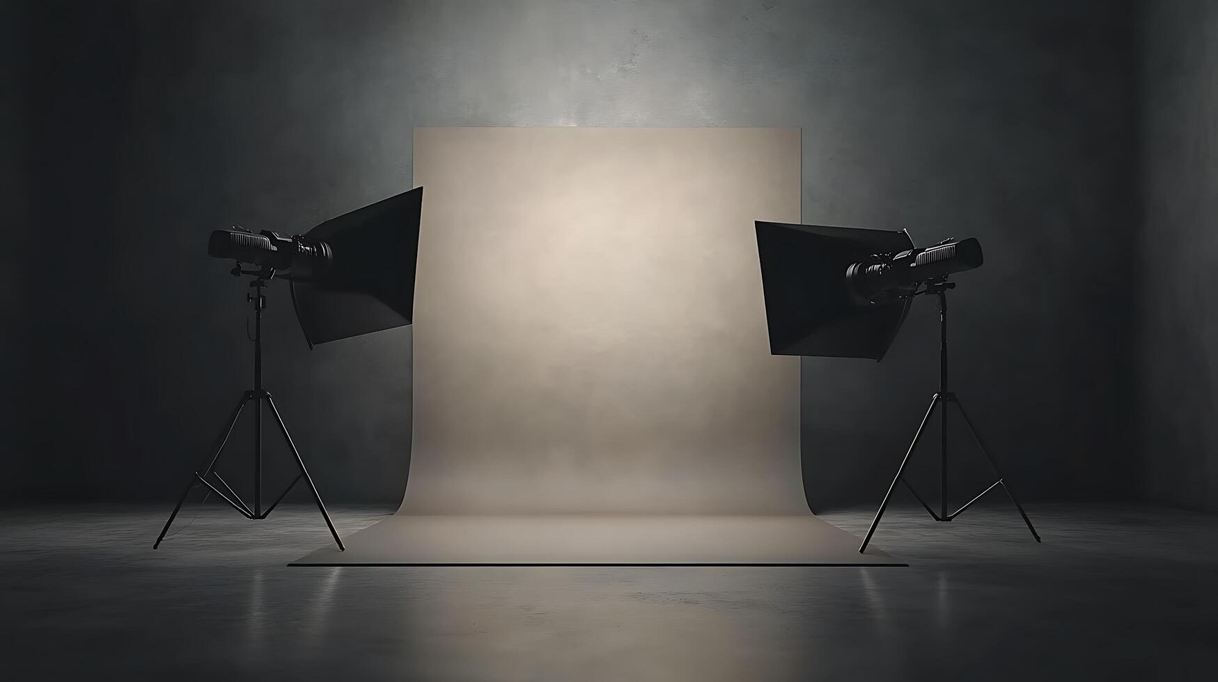 Professional photo studio setup with backdrop and lighting, ready for a photoshoot. An inviting and professional space for photographers.