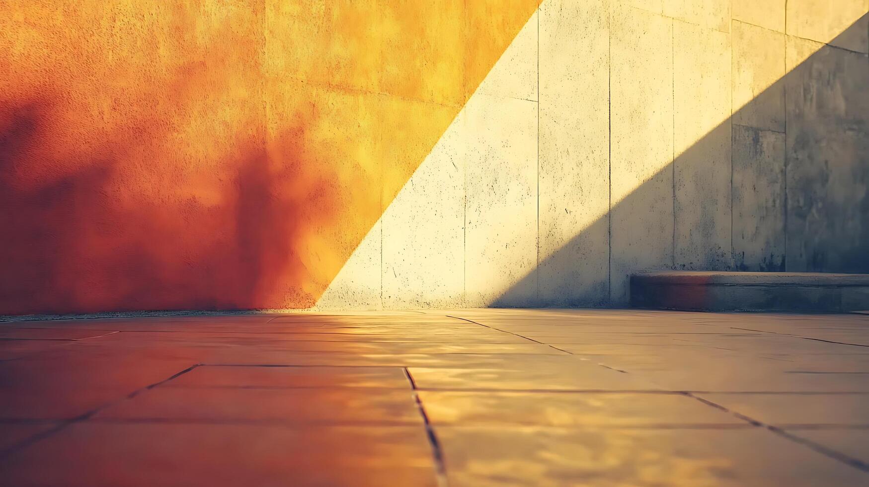Abstract interplay of light and shadow casting across textured surfaces, highlighting the contrast between orange and white. Warm and inviting. photo