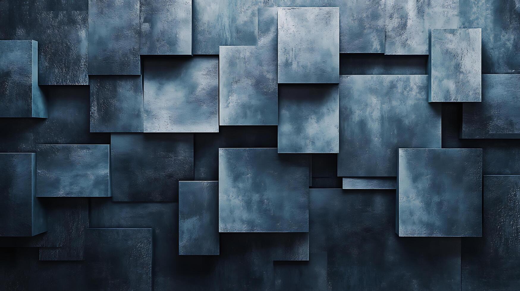 Abstract background with a pattern of overlapping and slightly protruding dark blue squares, creating a visually textured surface. photo
