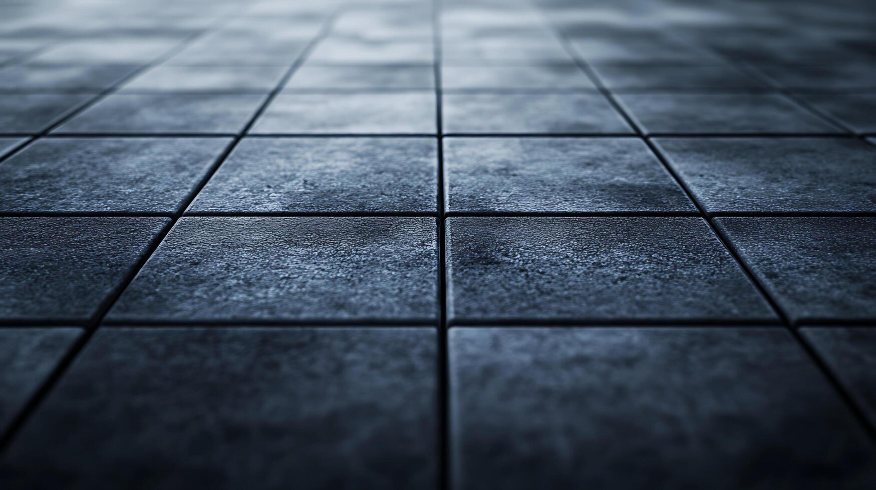 Textured surface of dark ceramic tiles arranged in a grid pattern, creating a uniform and visually appealing flooring design. photo