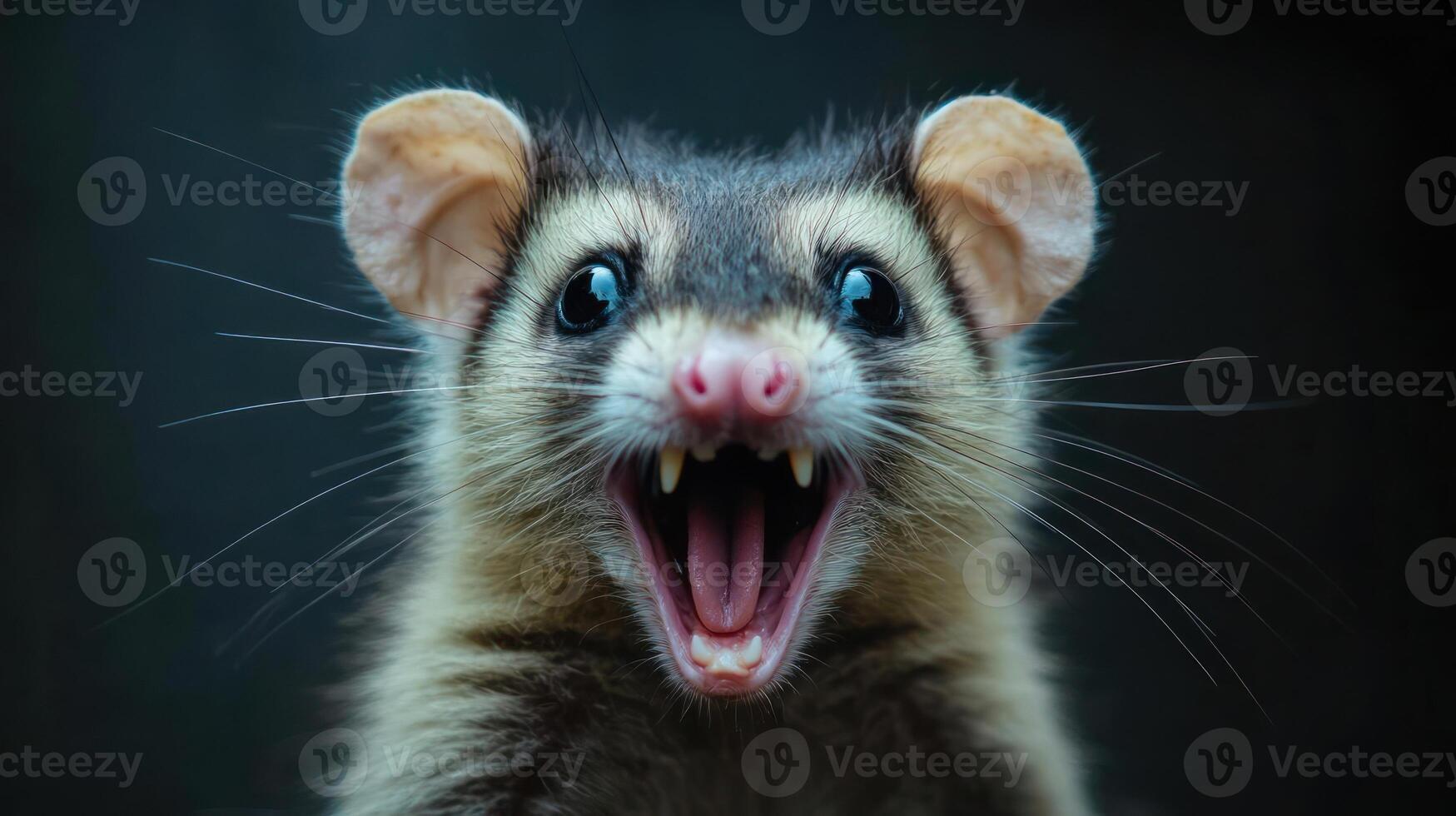 A startled opossum photo