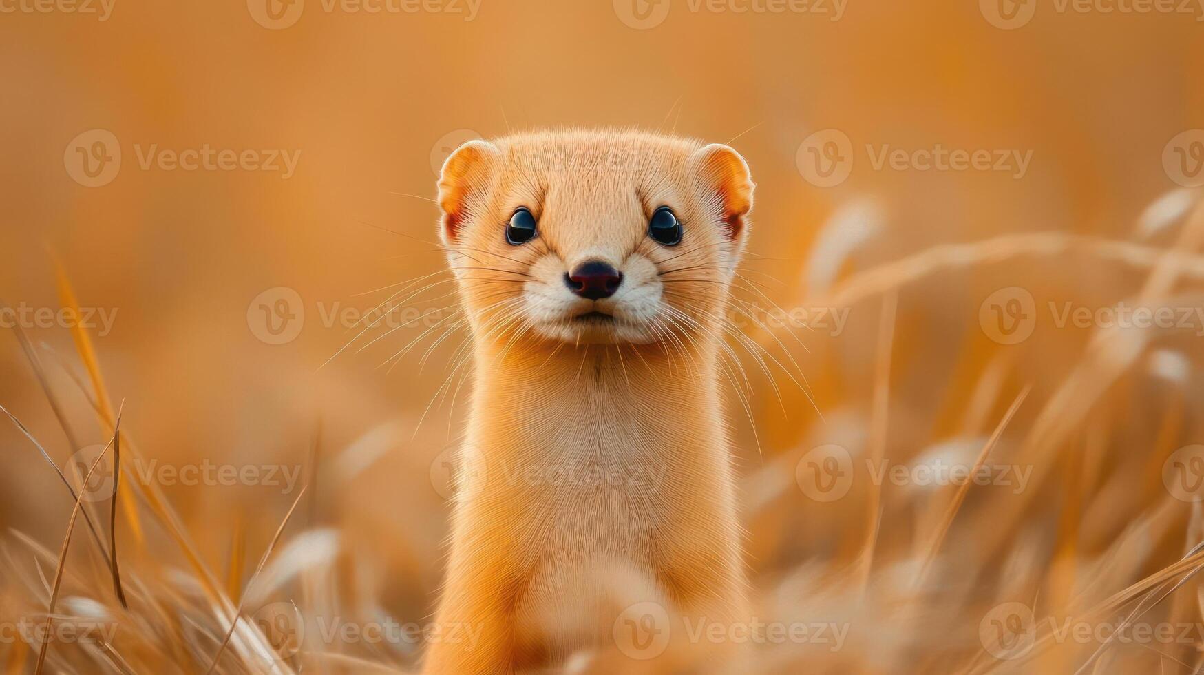 Cute Weasel in Wheat Field photo
