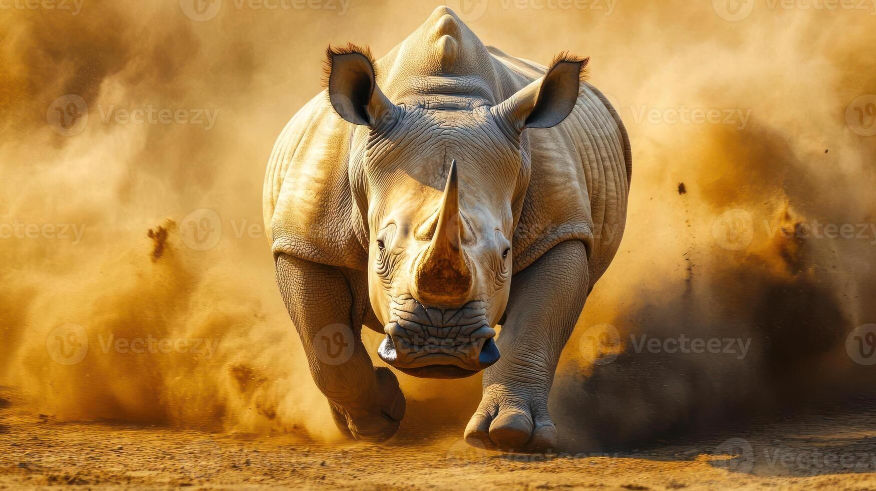 Wild Rhino Charging Forward photo