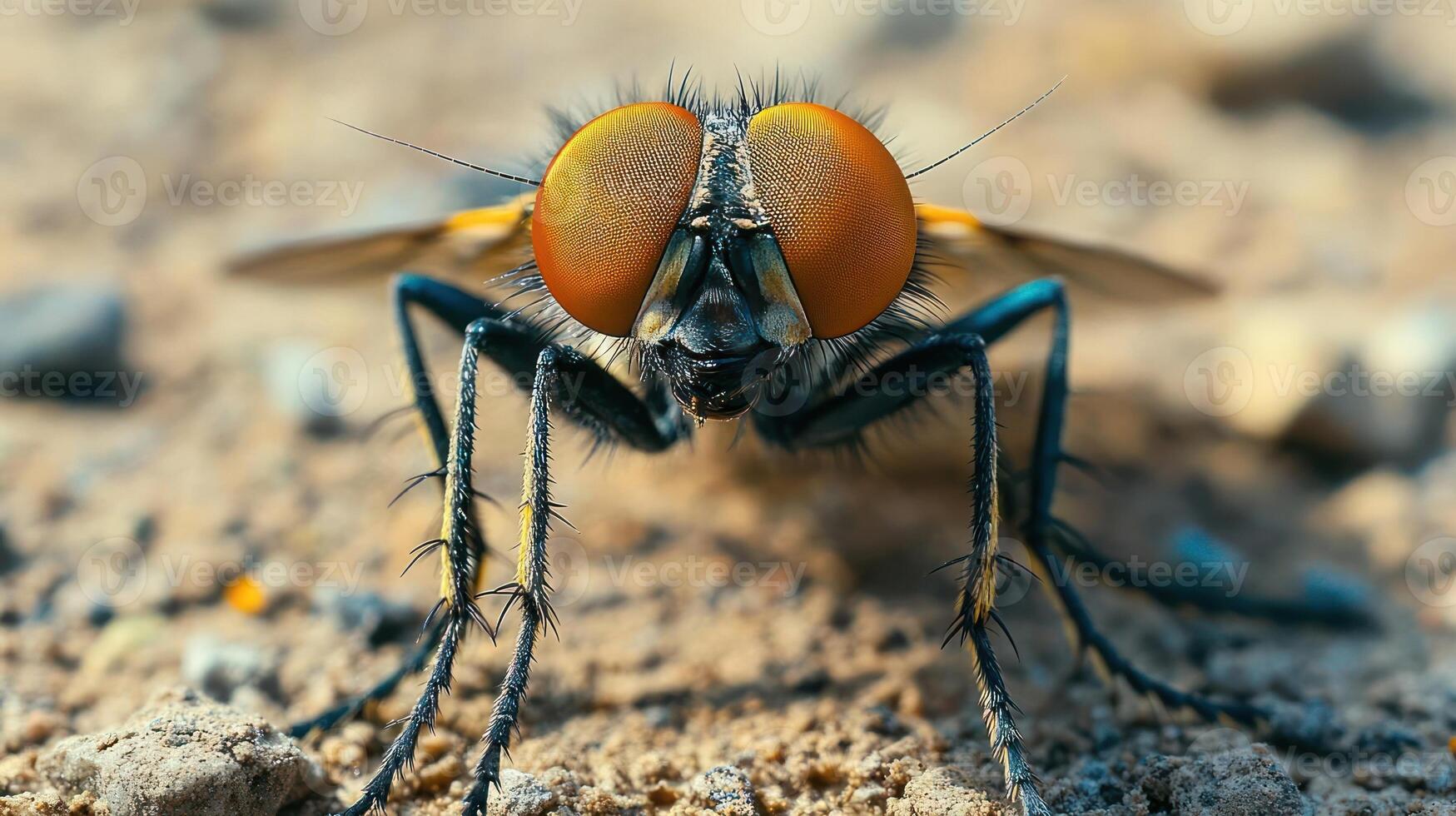 Close-up view of a robber fly photo