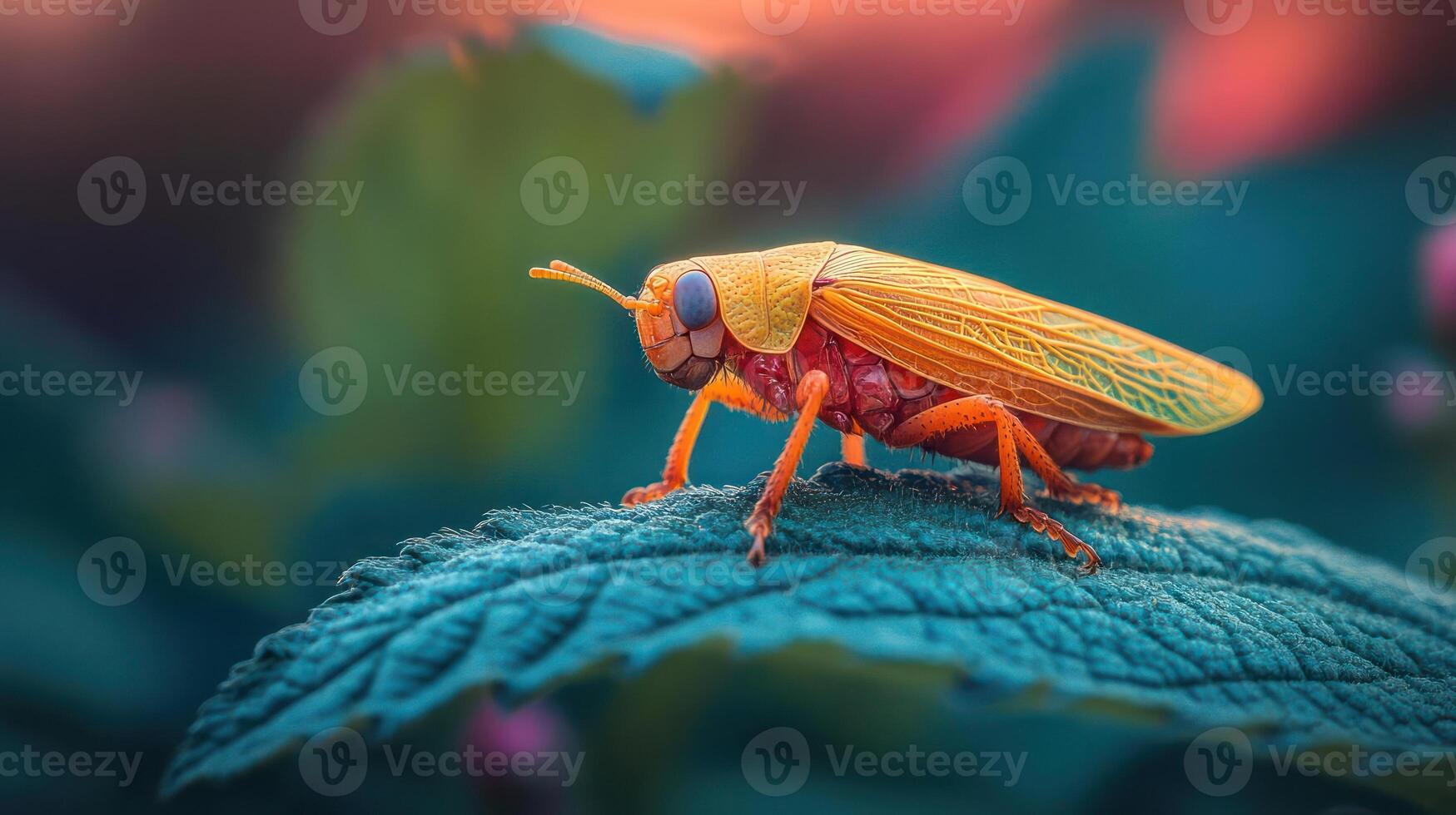 Colored Insect on Leaf photo