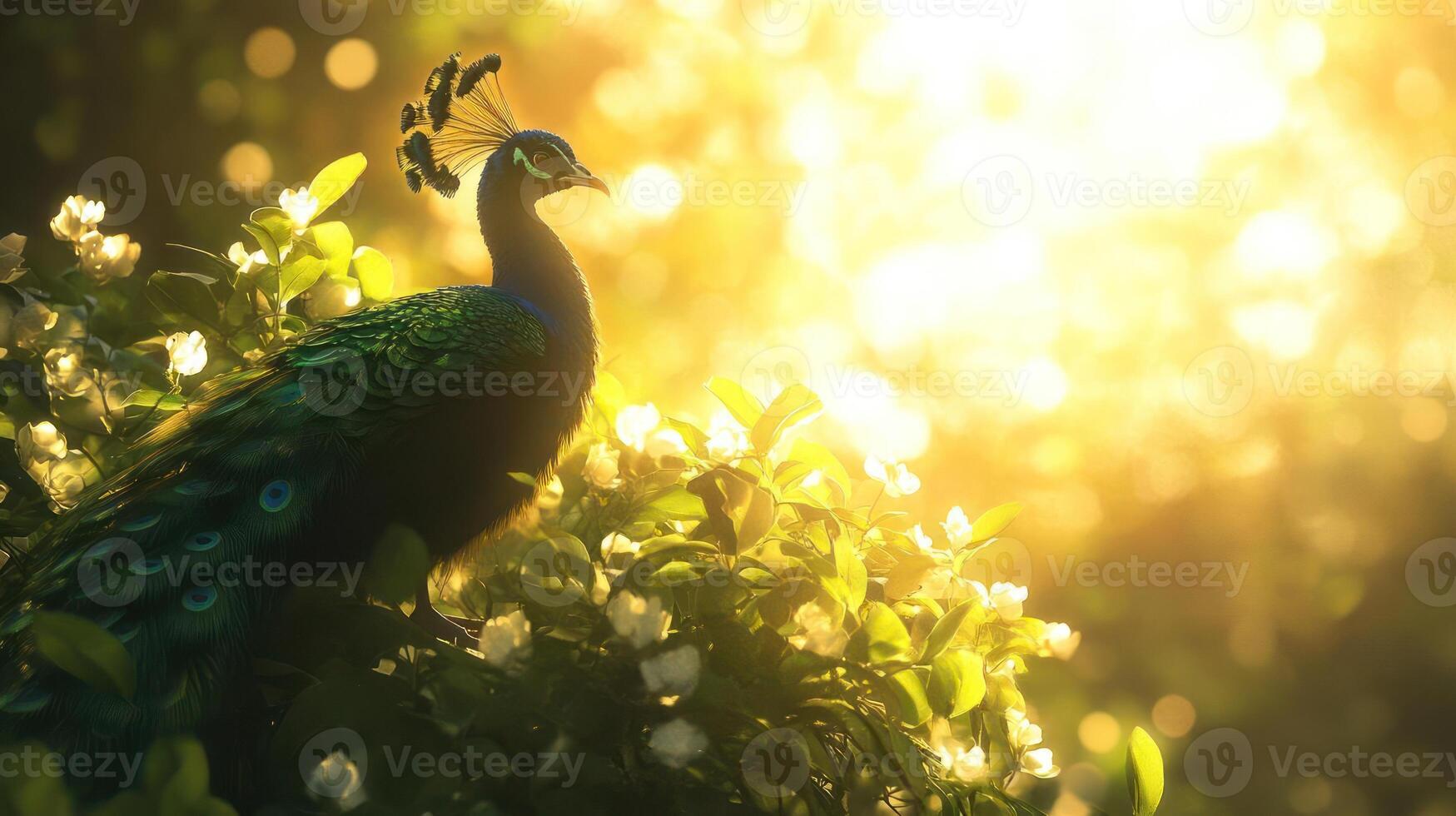 Beautiful peacock in sunlight photo