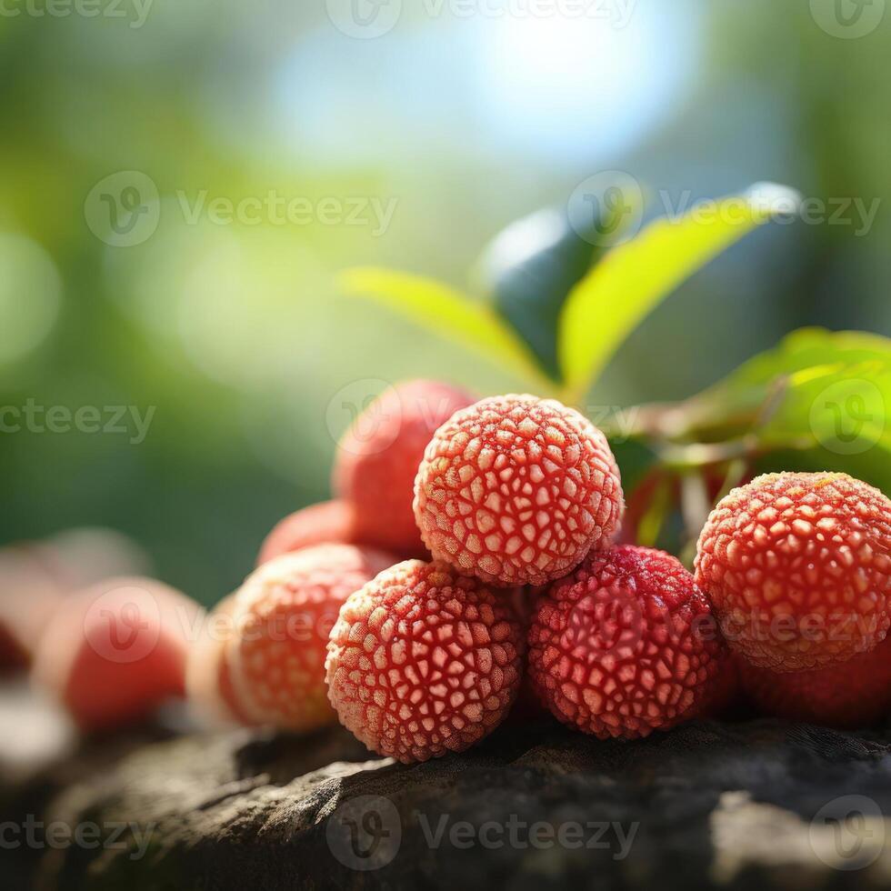 Close-up of arbutus berries photo