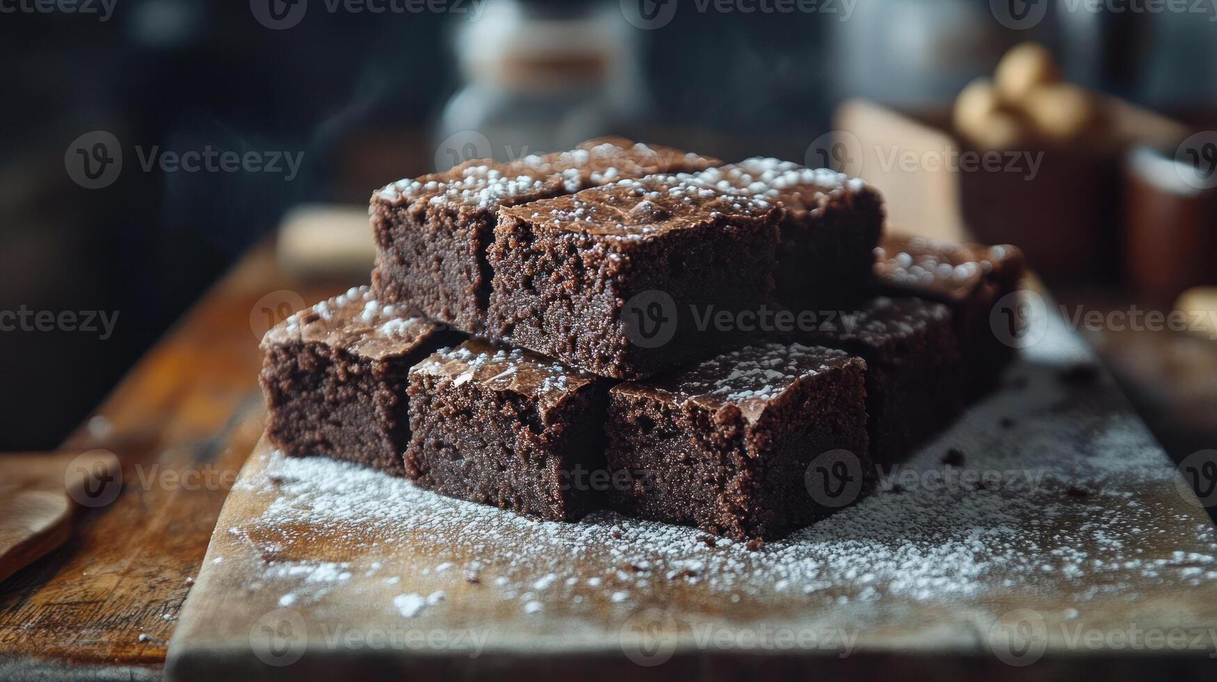 Delicious brownies with a rich, fudgy texture and a deep chocolate flavor. photo