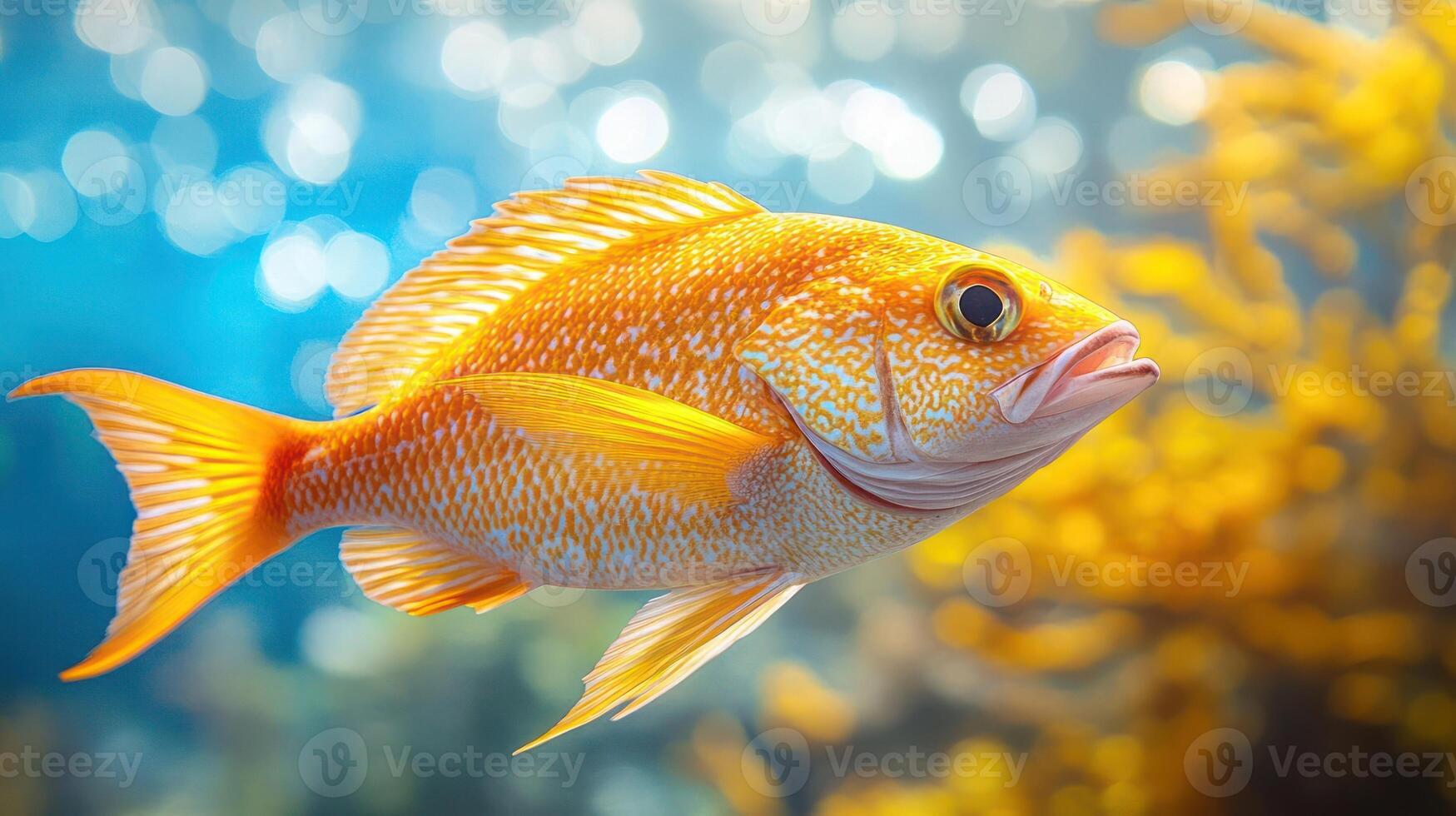 A close-up of a yellow fish photo