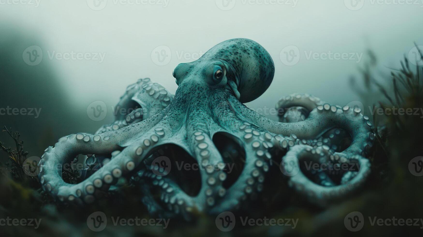Close-up of an octopus with large eyes and tentacles photo