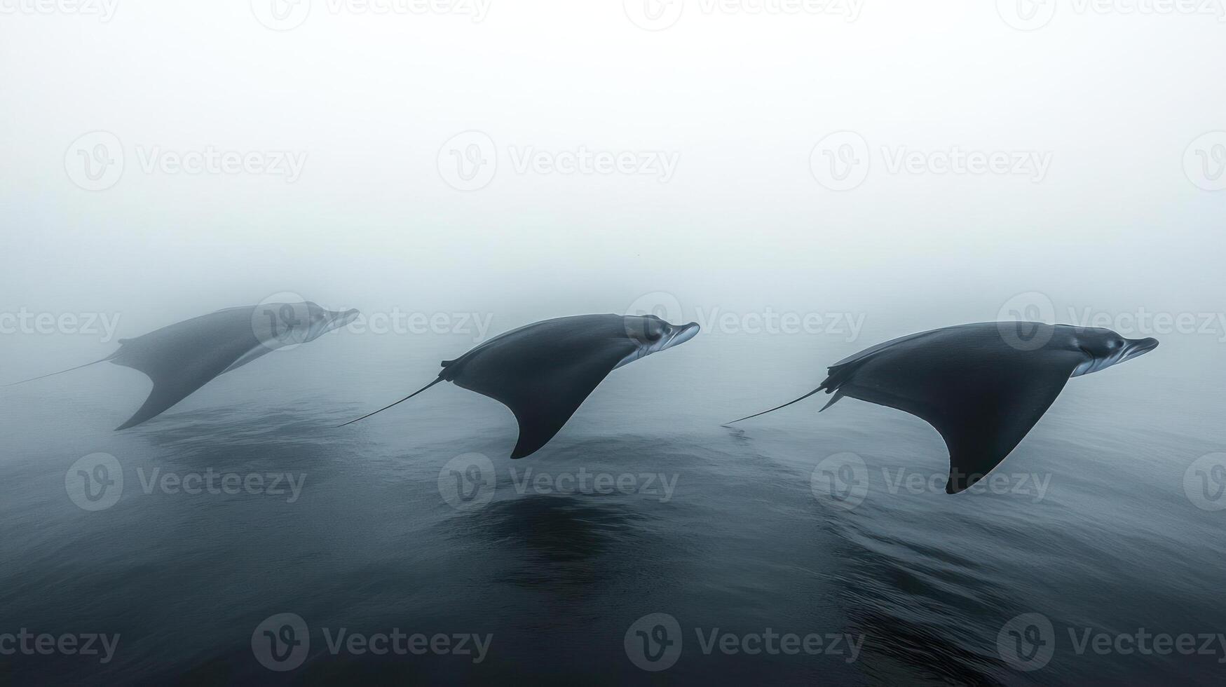 Three dolphins swimming in the ocean photo