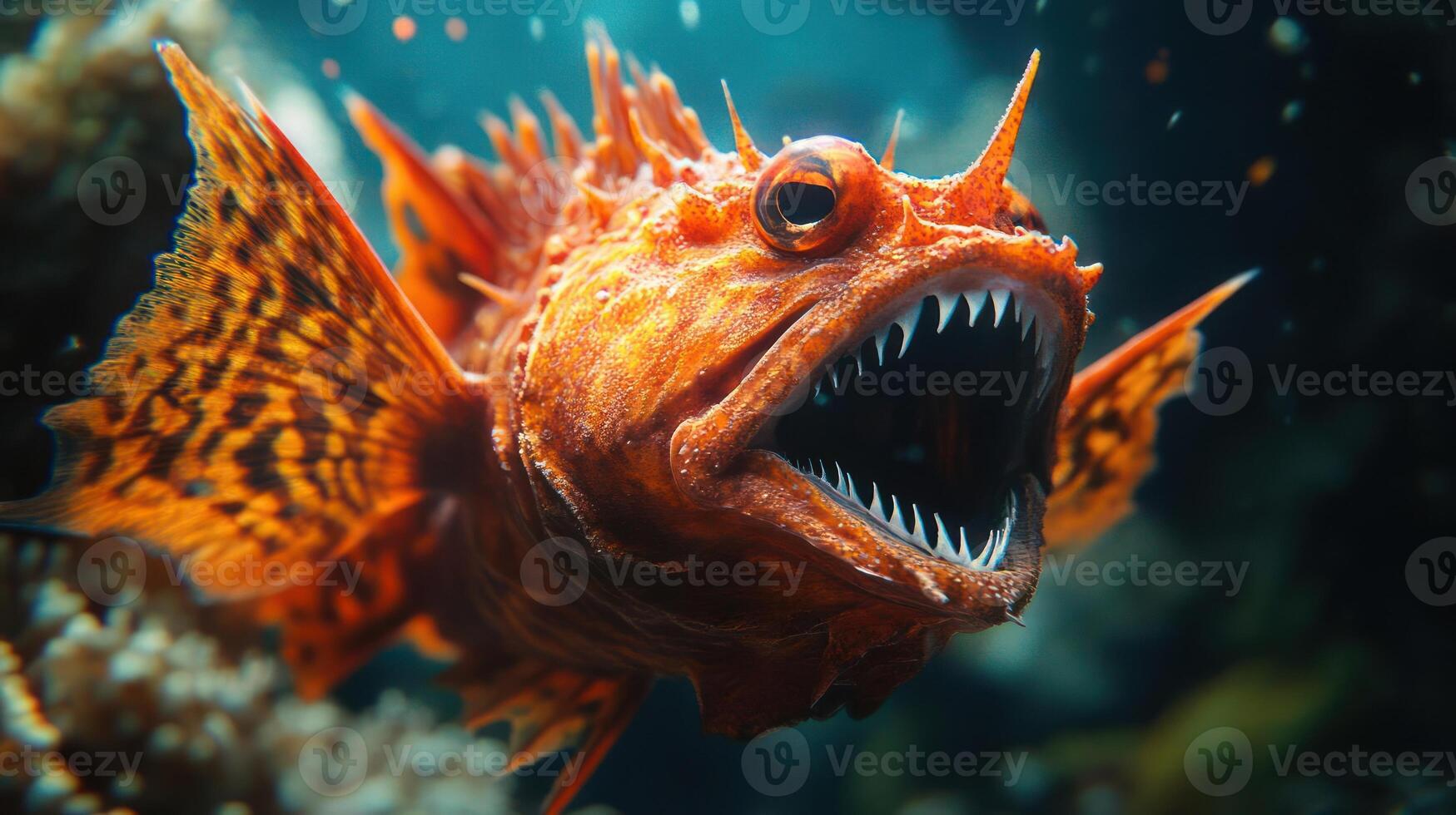 A close-up of a fish with sharp teeth photo