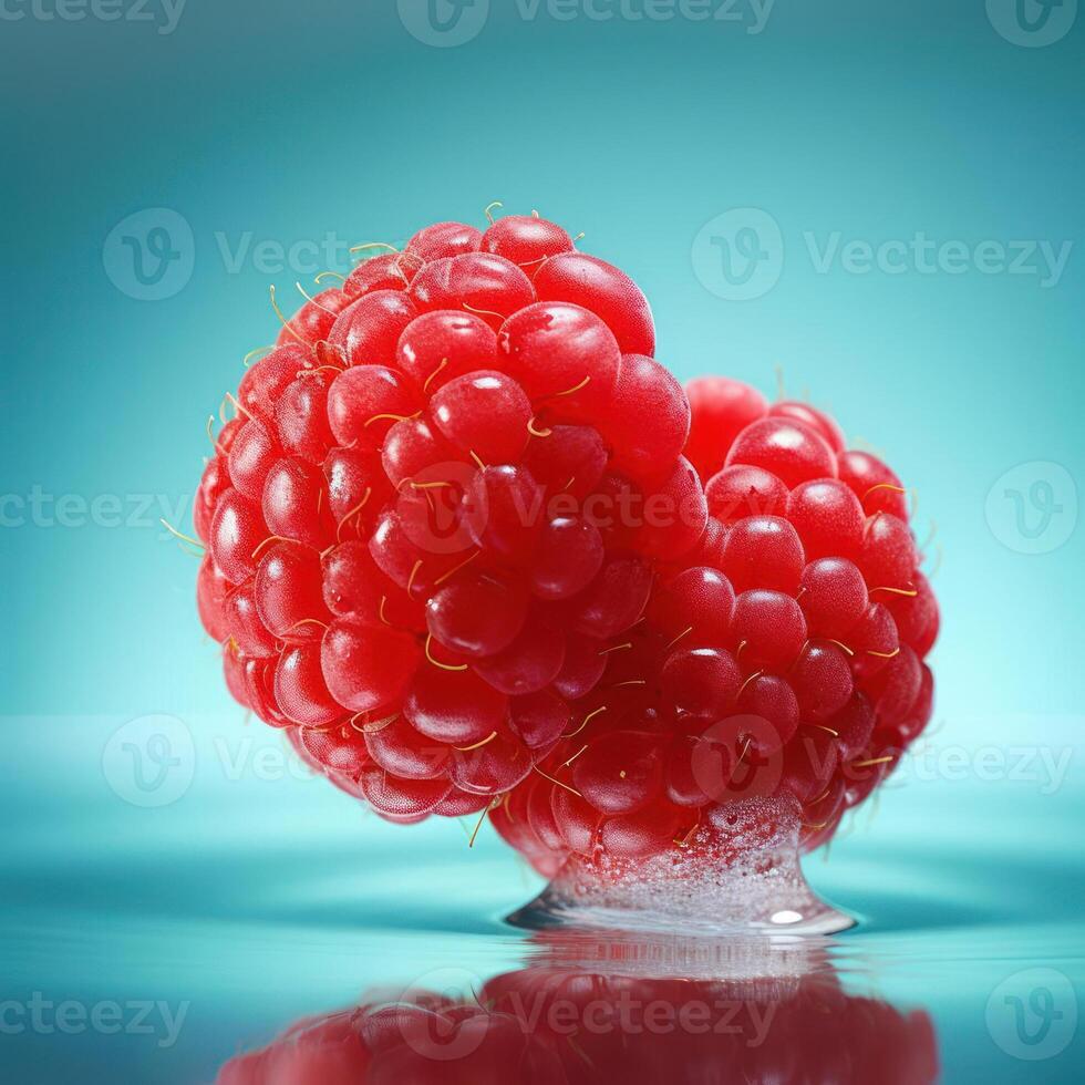A close-up of two raspberries photo