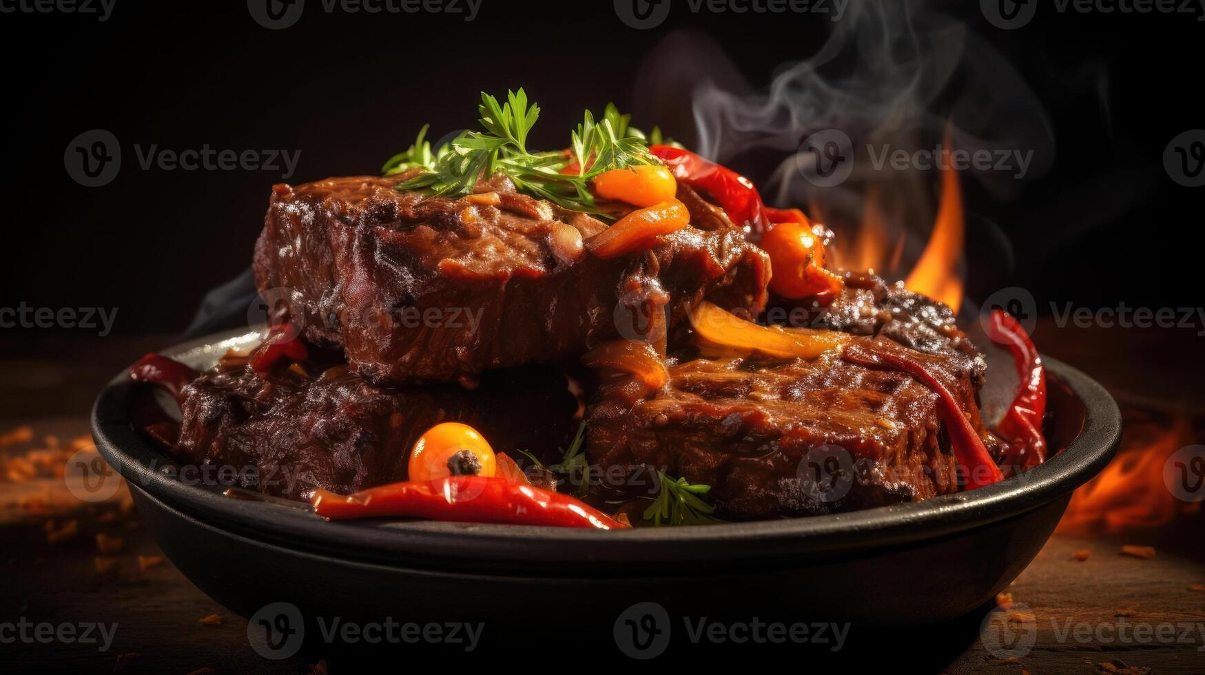 Braised Short Ribs with Peppers in a Rich Sauce photo