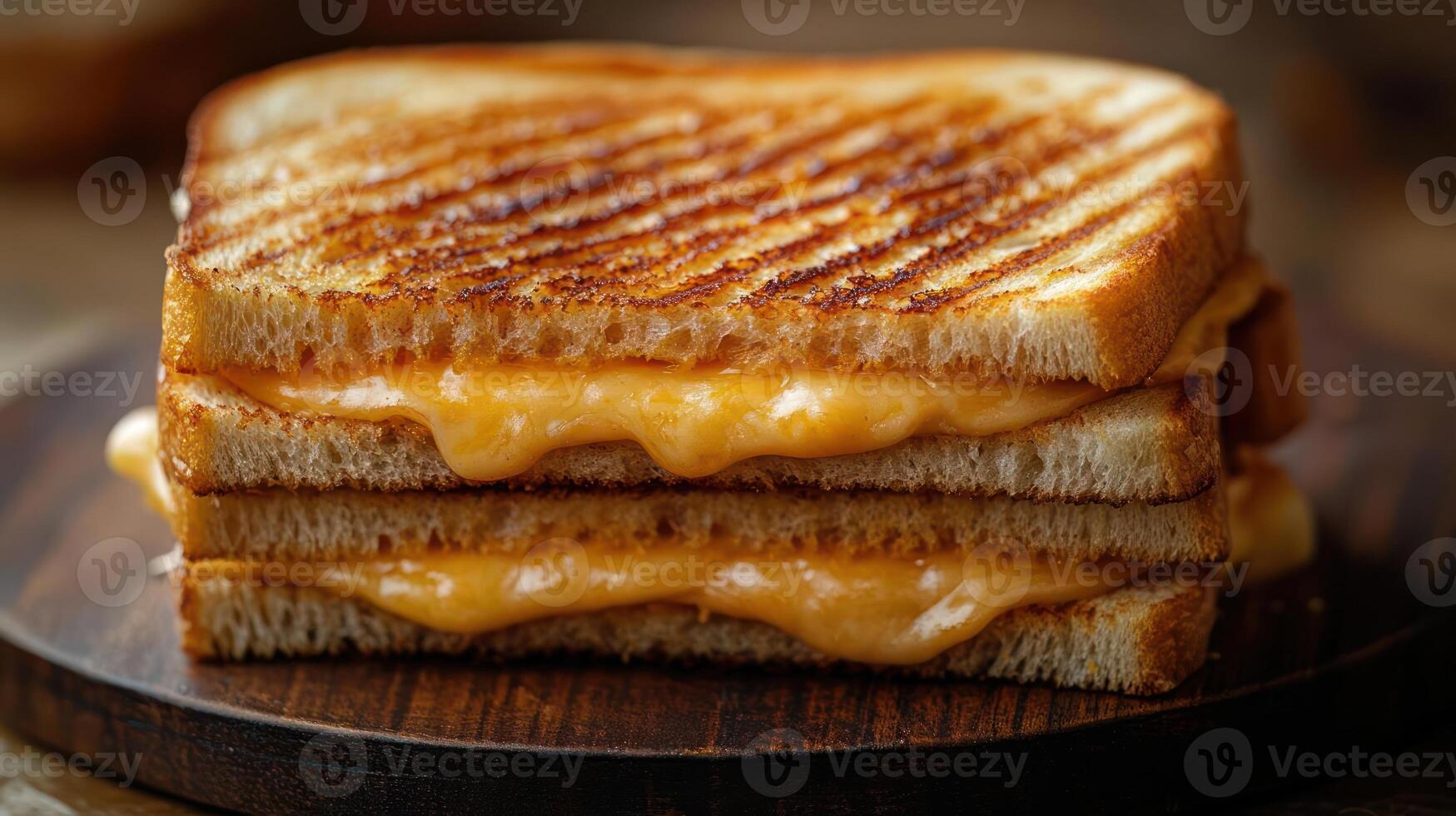 a grilled cheese sandwich on a wooden plate photo