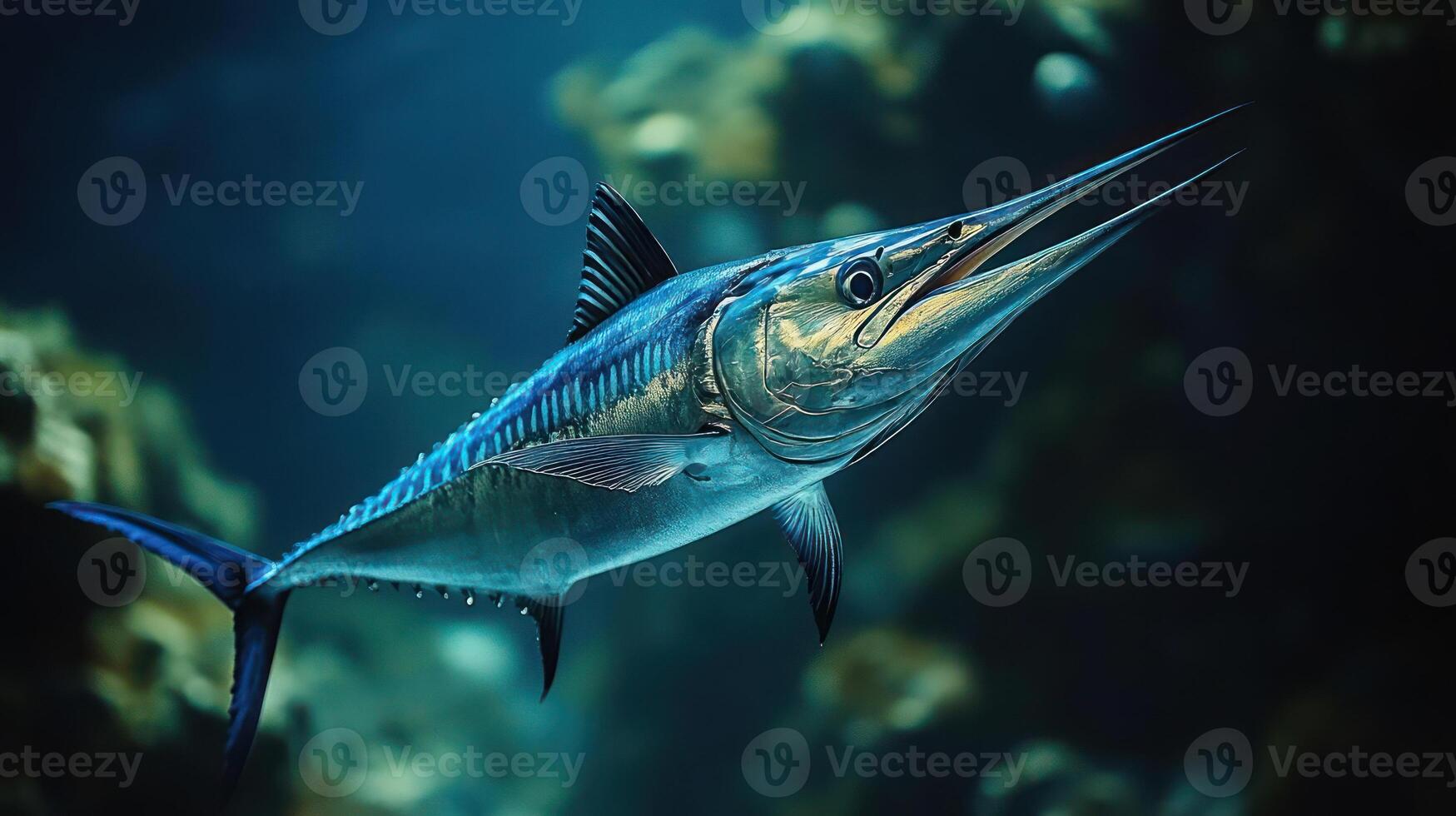 Marlin swimming in the ocean photo
