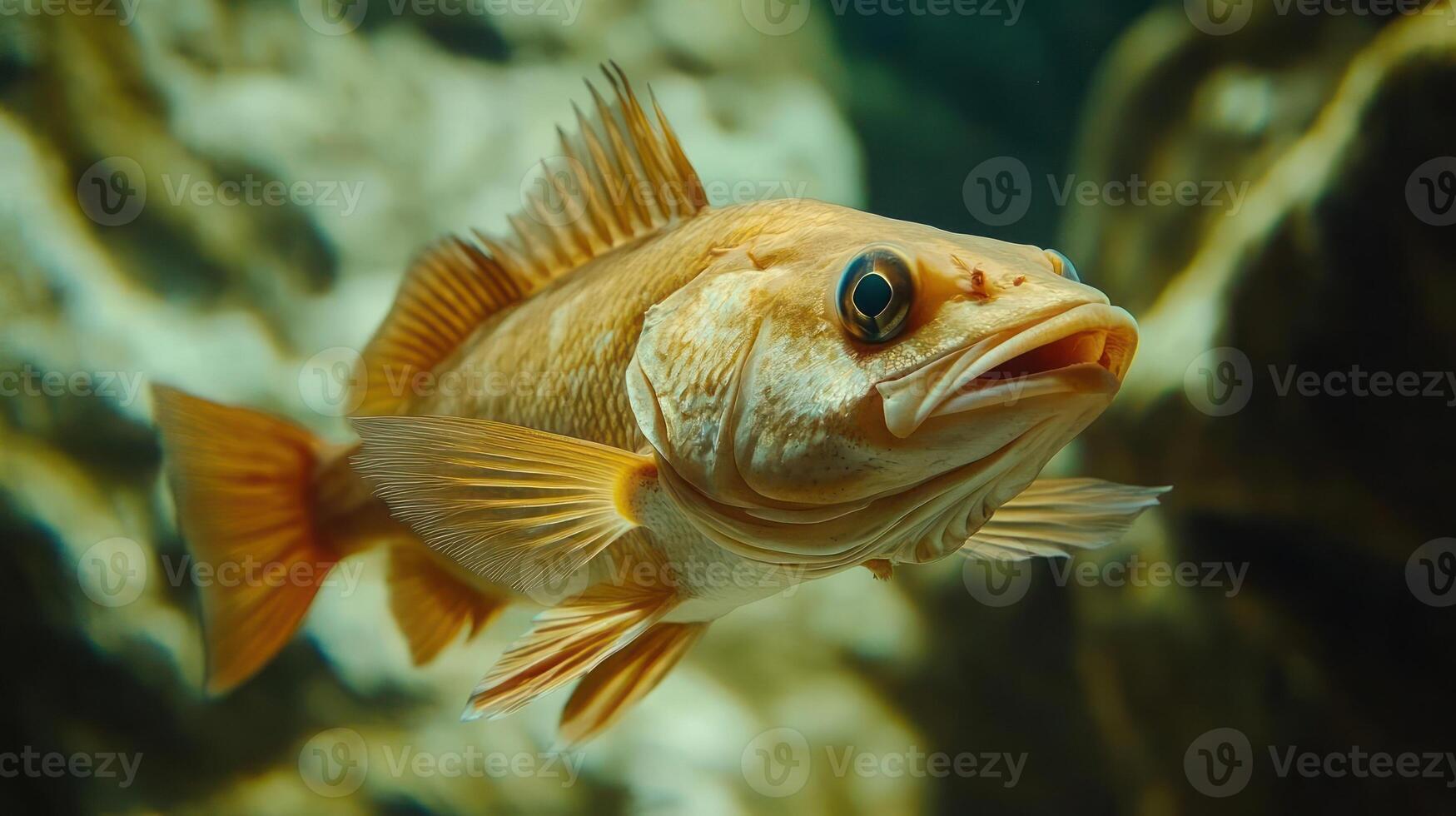Close-up of a fish with its mouth open photo