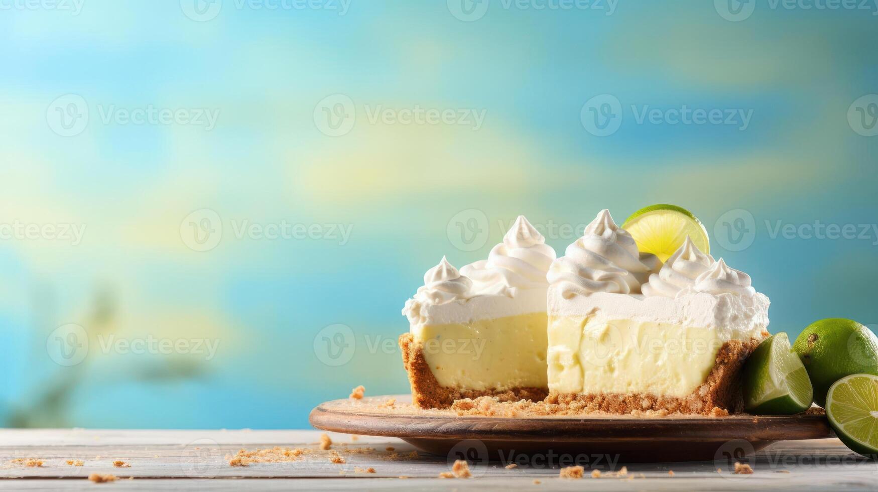 slice of key lime pie with whipped cream and a slice of lime on top photo