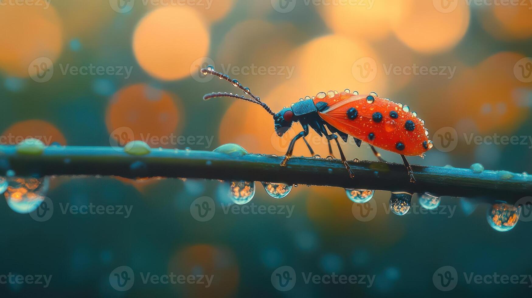 A ladybug perched on a leaf photo