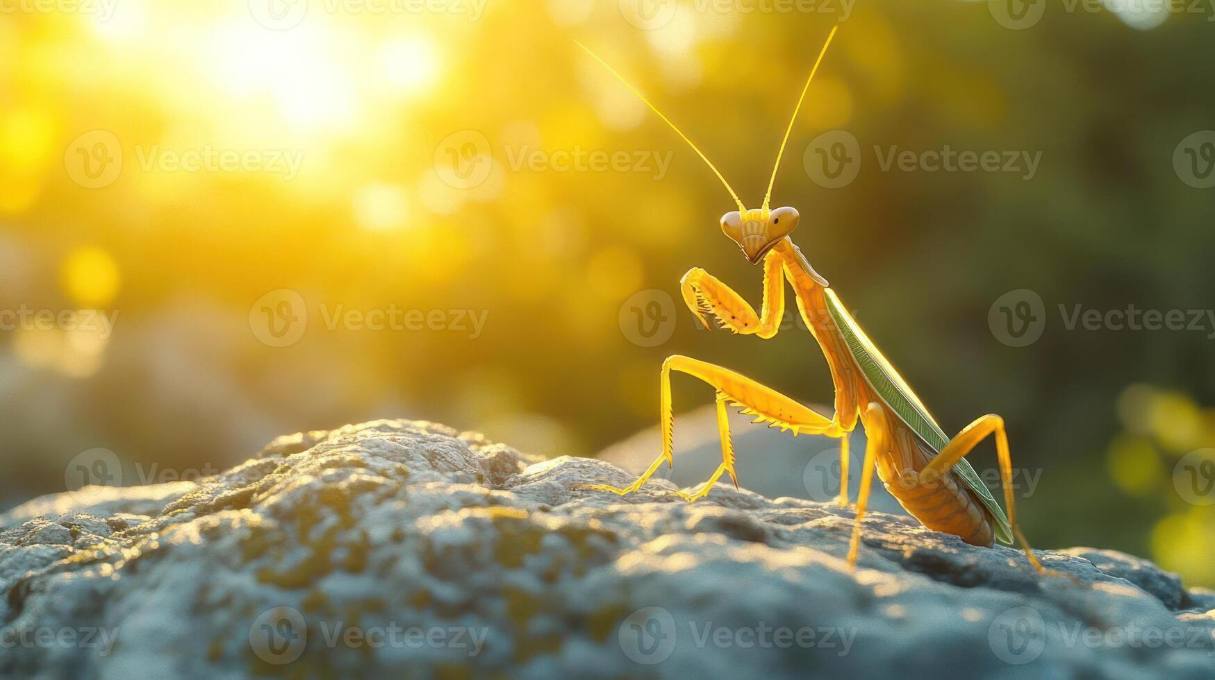 Mantis Praying Mantis on Rock photo
