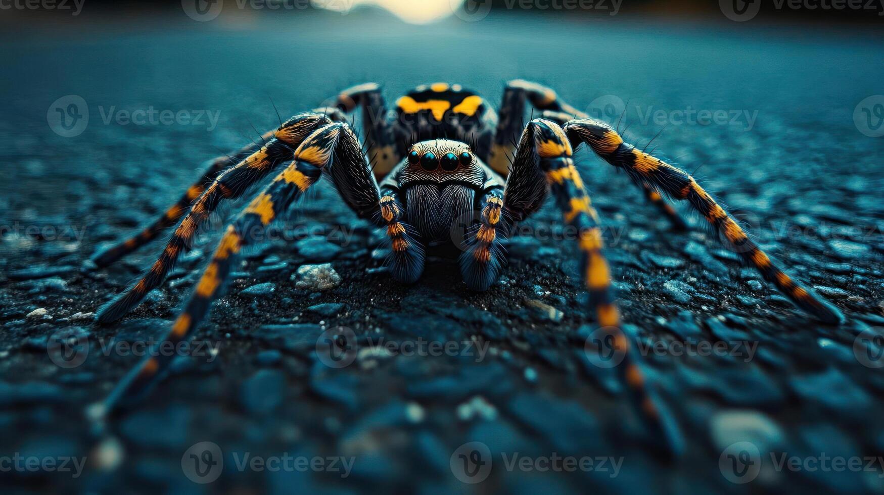 A large spider on a dark surface photo