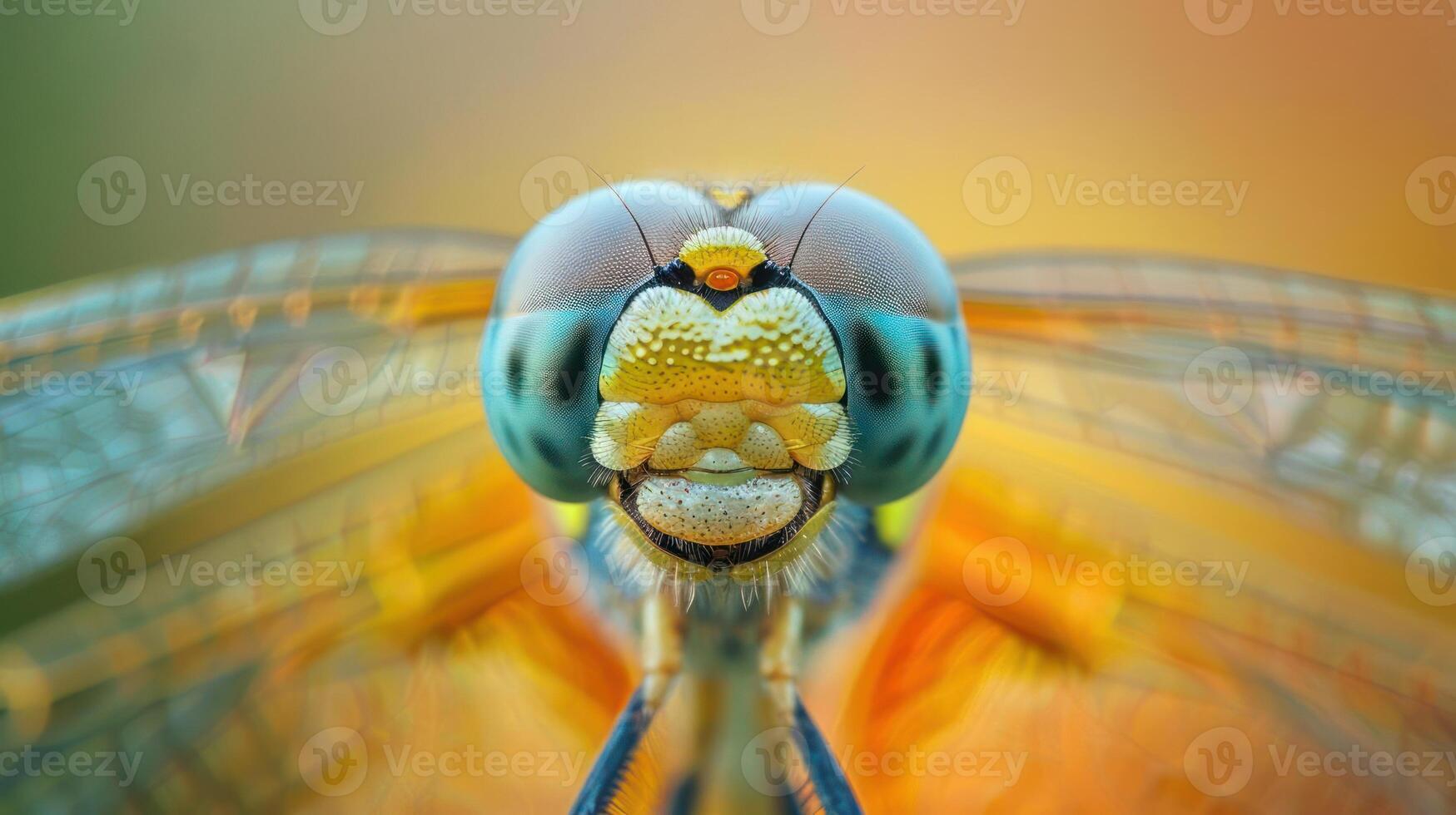 Close-up of a dragonfly's face photo