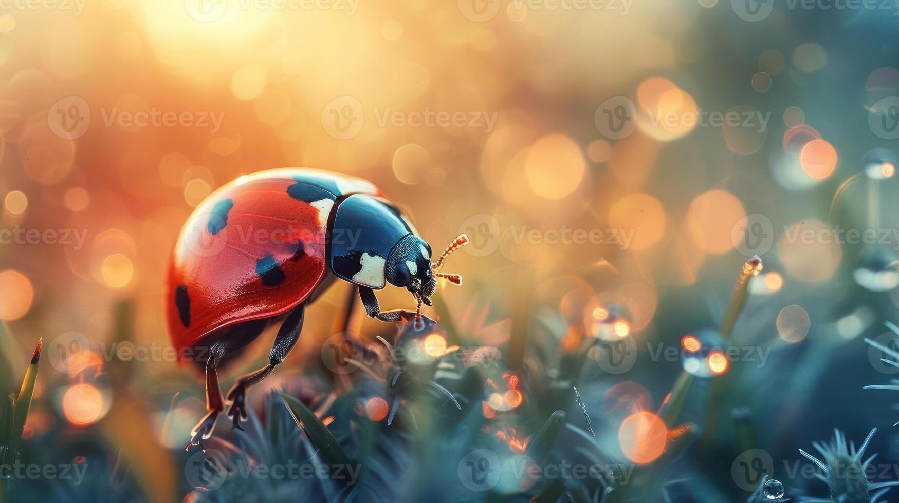 Close-up of a ladybug on grass photo