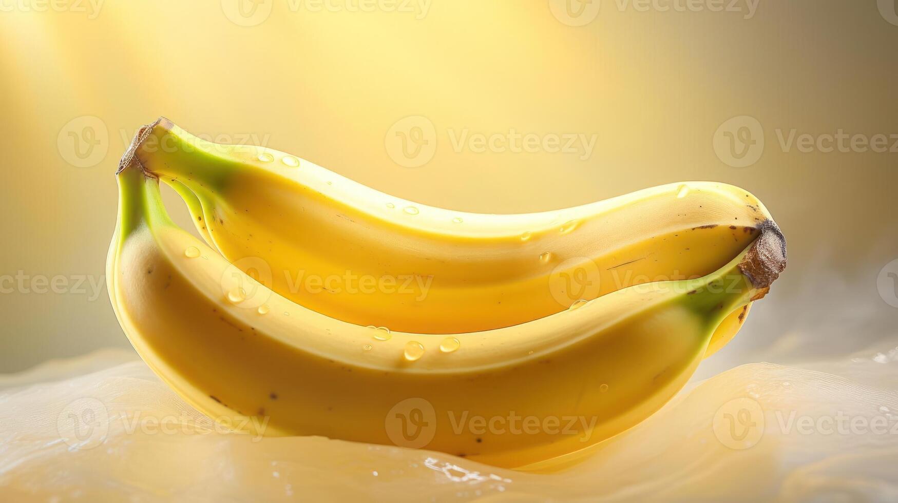 Two ripe yellow bananas on a white background photo