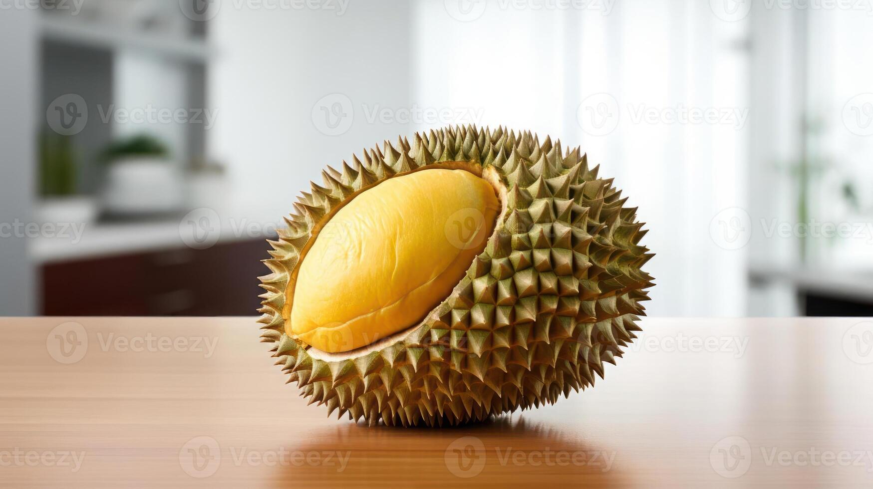 Durian fruit on a table photo