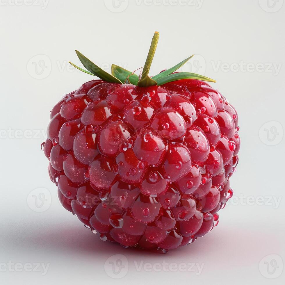 A large red raspberry with water droplets. photo