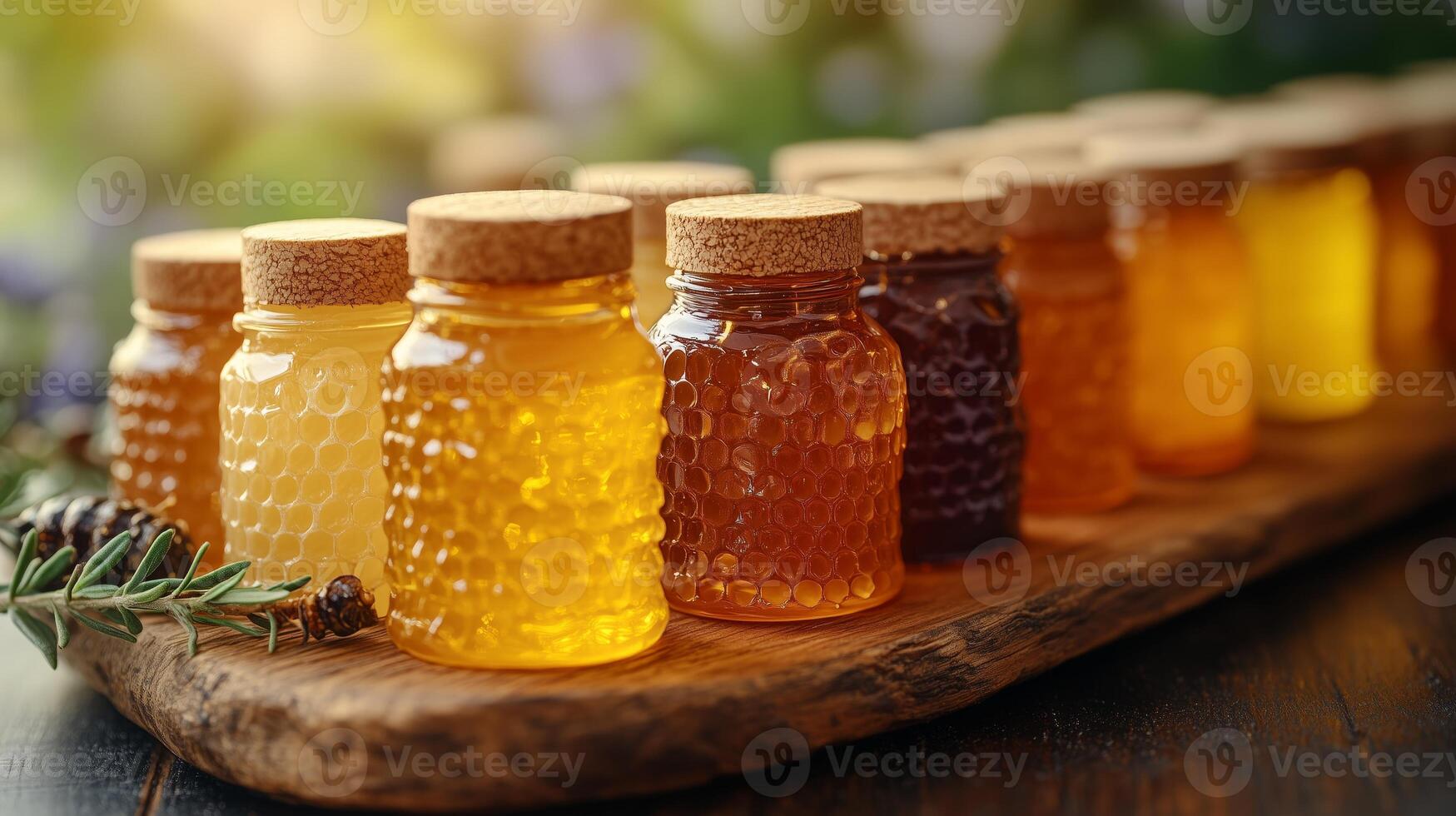 Close-up of different varieties of honey photo