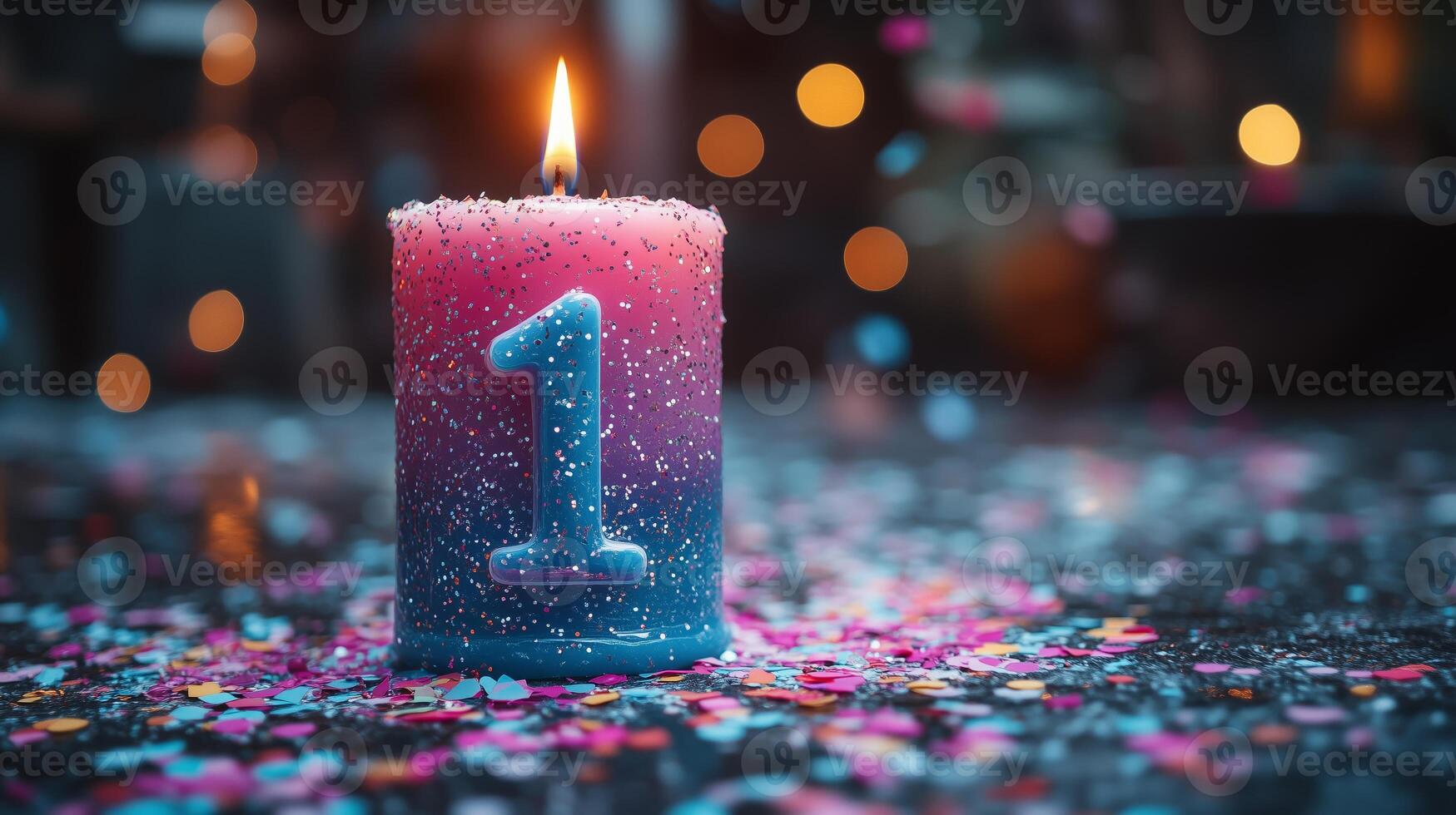 A candle with the number one on it photo